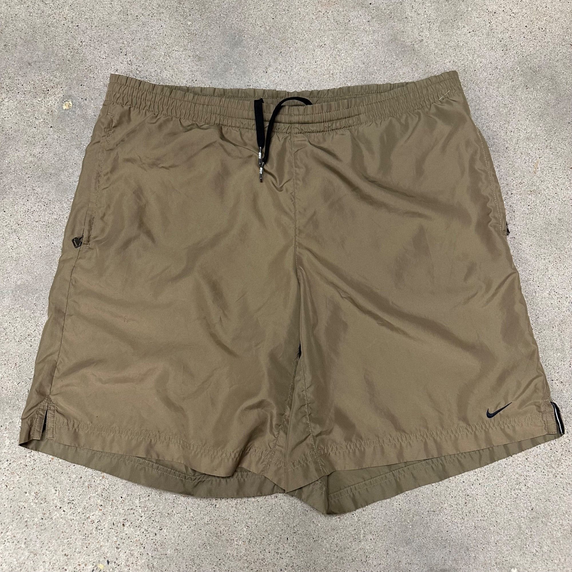 Nike × Vintage Vintage Nike Embroidered Swoosh Brown Nylon Shorts Size US 34 / EU 50 - 1 Thumbnail