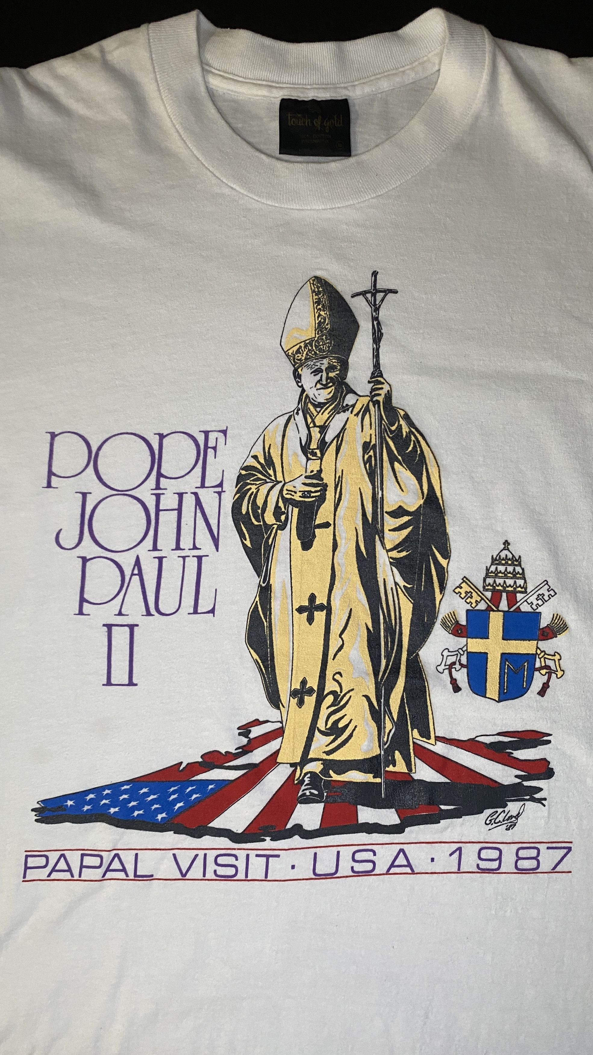 Vintage Vintage 1987 Pope John Paul II USA Tour T-Shirt Size US L / EU 52-54 / 3 - 2 Thumbnail