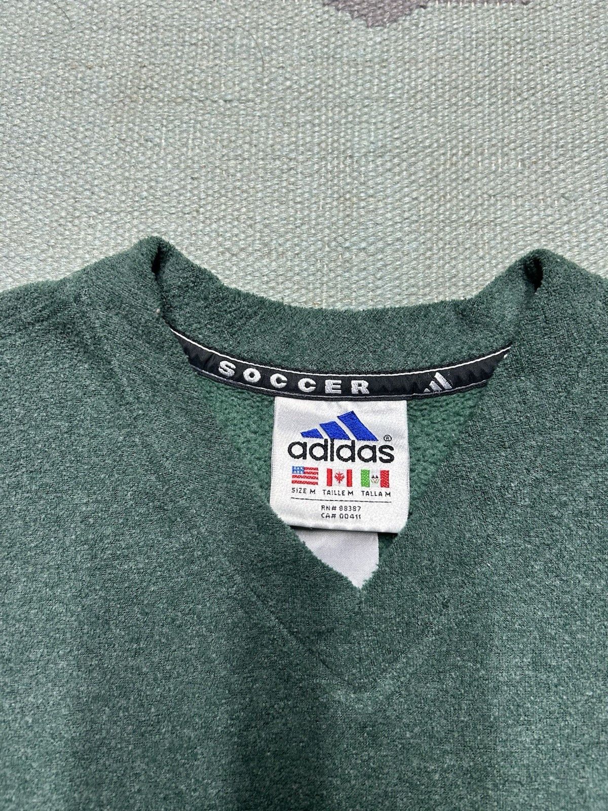 Vintage Vtg adidas fleece sweater shirt soccer v neck forest green L Size US L / EU 52-54 / 3 - 3 Thumbnail