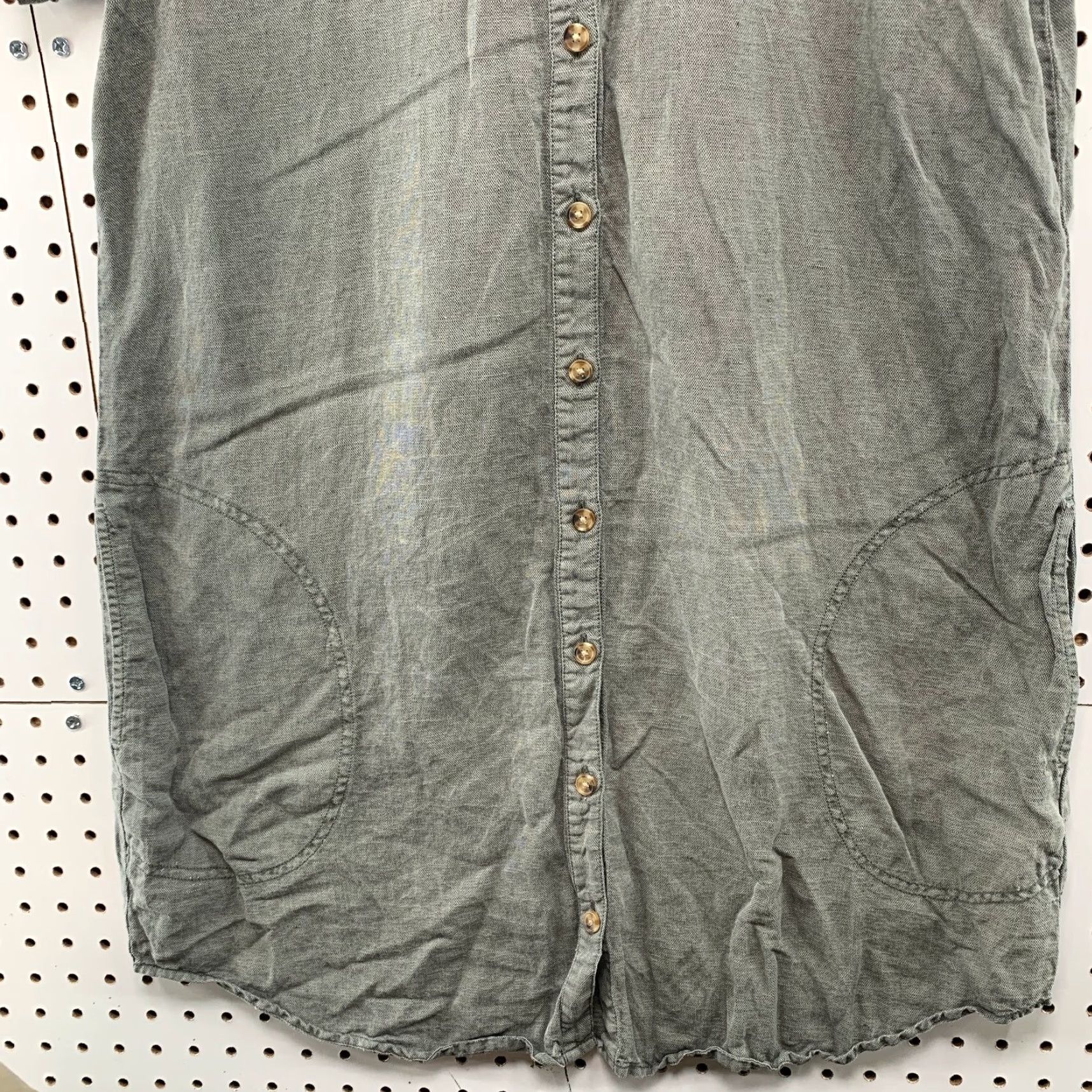Lucky Brand Lucky Brand Linen Shirt Dress Womens XL Gray Short Sleeve Collared Pocket Shirt Dress Women XL Gray Linen Pocket Button Casual Bohemian shortcut Size XL / US 12-14 / IT 48-50 - 6 Thumbnail