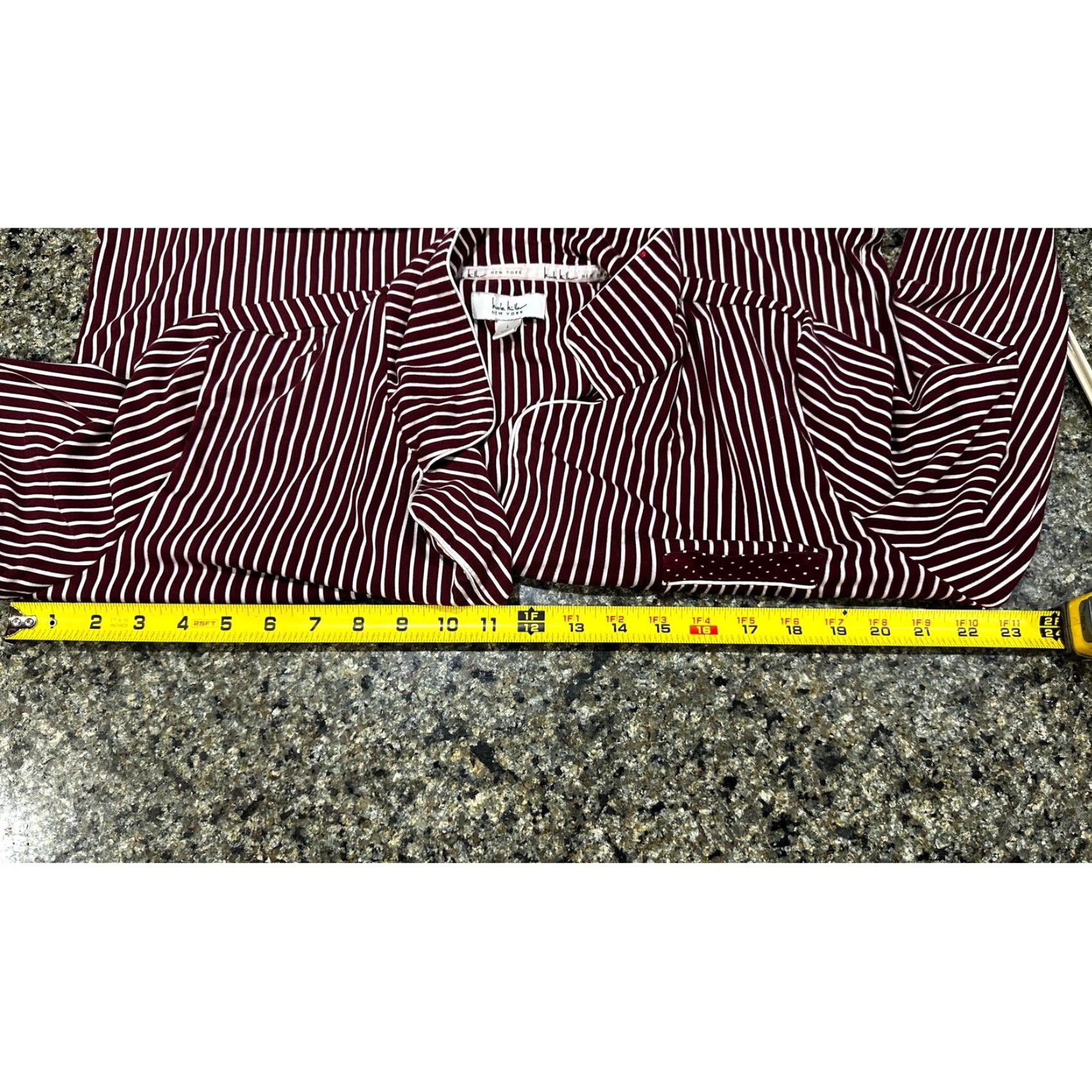 Nicole Miller Nicole Miller Sleep Shirt Womens Size L Red White Striped Button Closure Collared Long Sleeve Pajama Top Size L / US 10 / IT 46 - 6 Thumbnail