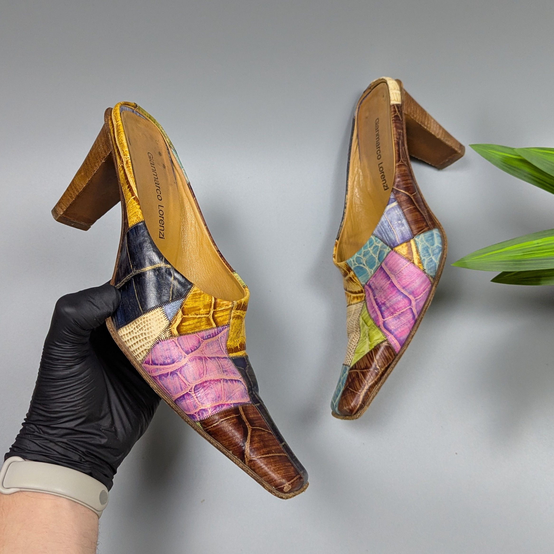 Vintage Rare VTG Y2K Gianmarco Lorenzi Crocodile Leather Mules Heels Size US 7.5 / IT 37.5 - 18 Thumbnail