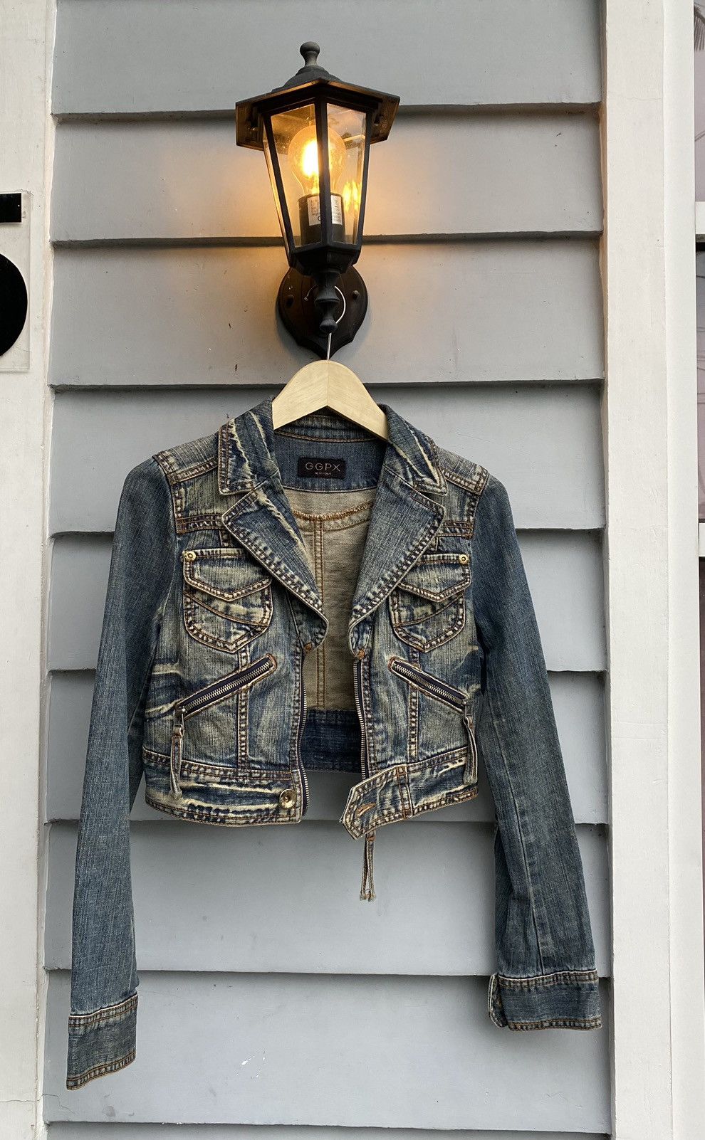 GGPX NEWYORK Biker Mode Jacket Style Wash Denim Punk Punkers
