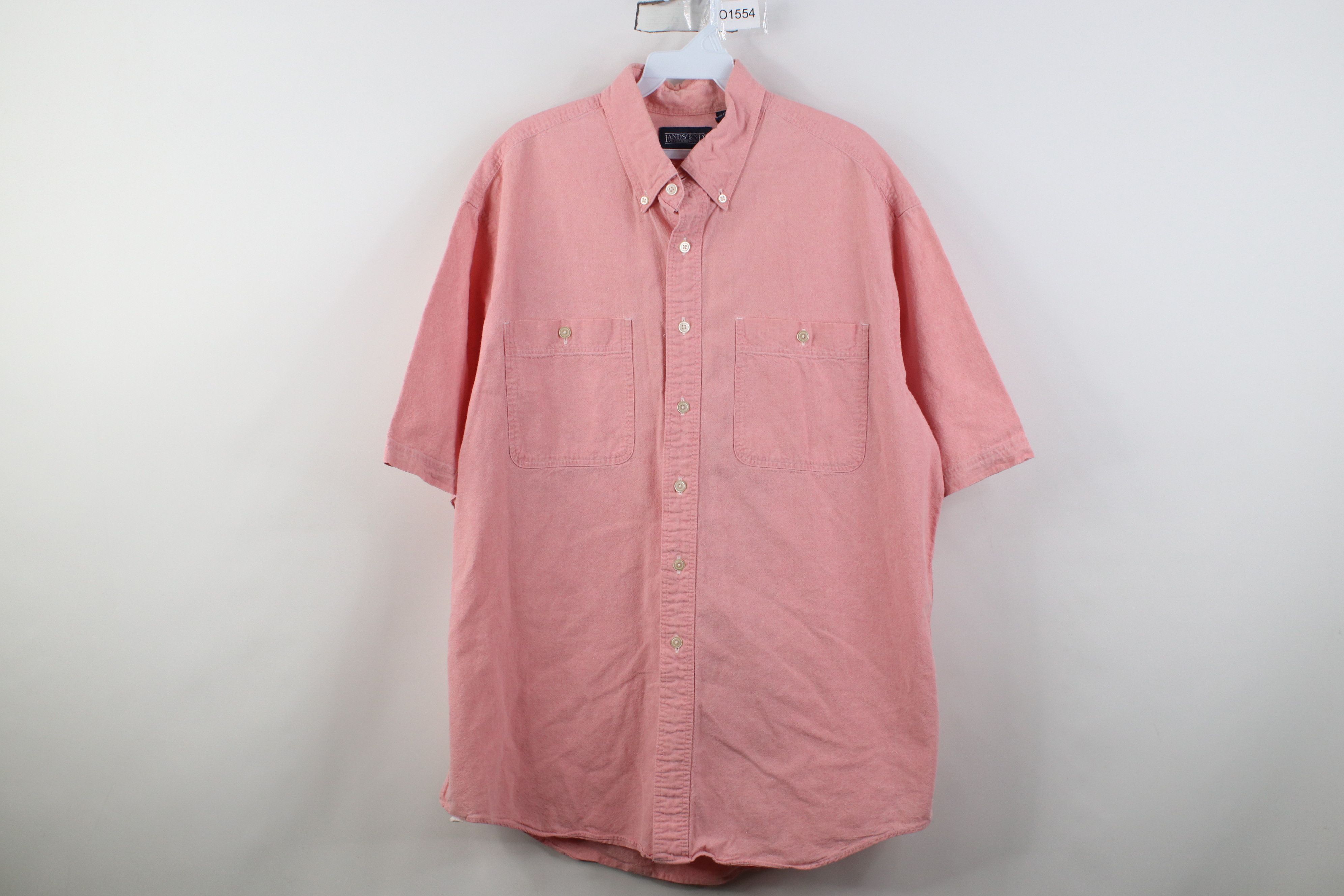 Lands' End Vintage 90s Lands End Short Sleeve Collared Button Shirt Size US L / EU 52-54 / 3 - 1 Thumbnail
