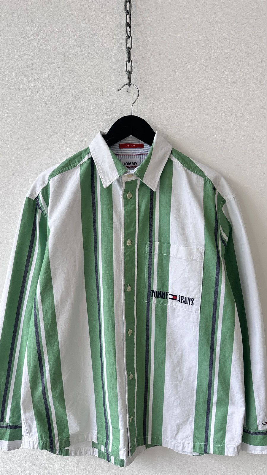 Tommy Hilfiger Tommy Jeans Striped Shirt Skate Fit Y2K Baggy Retro Big Logo Size US M / EU 48-50 / 2 - 5 Thumbnail