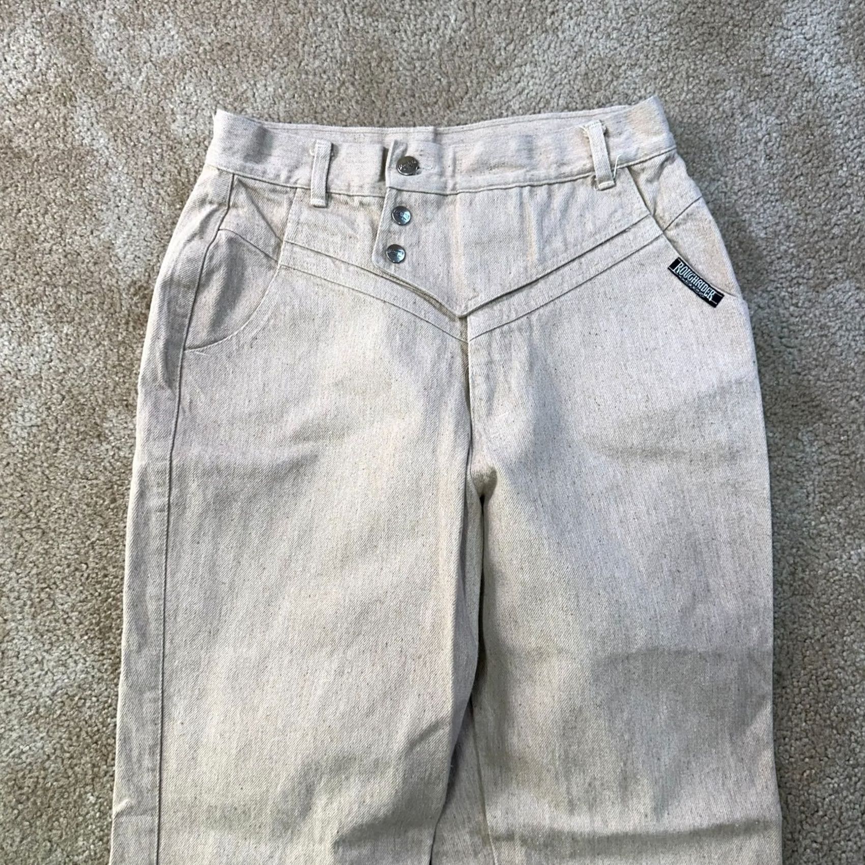 Vintage VINTAGE Roughrider by Circle T Jeans Women's 13/14 30x36 Beige Denim 5-Pocket Straight Jeans Mens/ Womens Size 36" / US 14 / IT 50 - 3 Thumbnail
