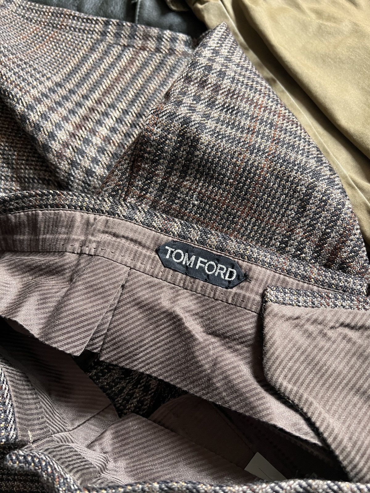 Tom Ford Tom Ford Striped Brown Wool+Silk Pants Trousers Size 28" / US 6 / IT 42 - 10 Thumbnail