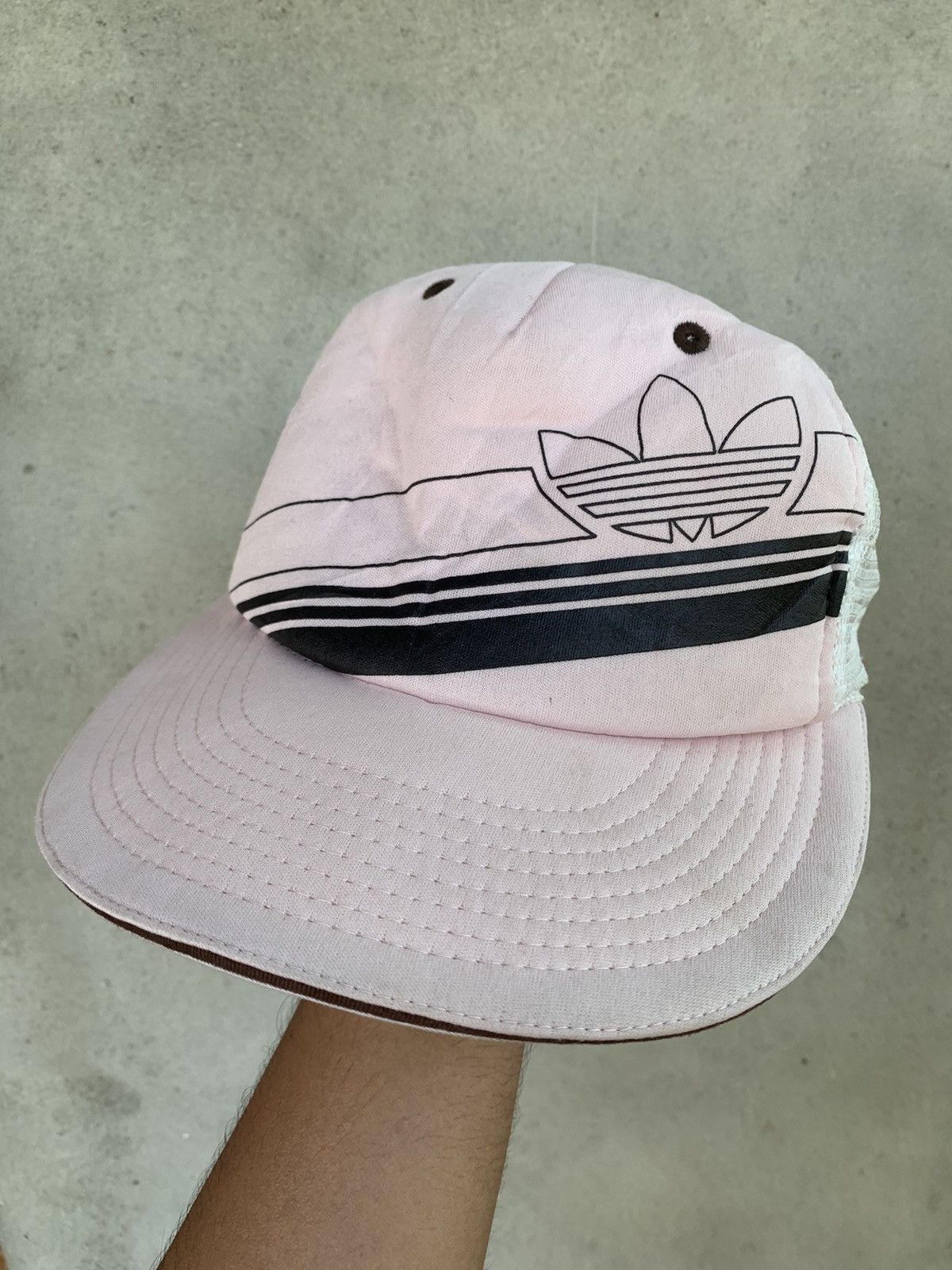 image of Adidas Big Logo Trucker Hats in Pink, Men's
