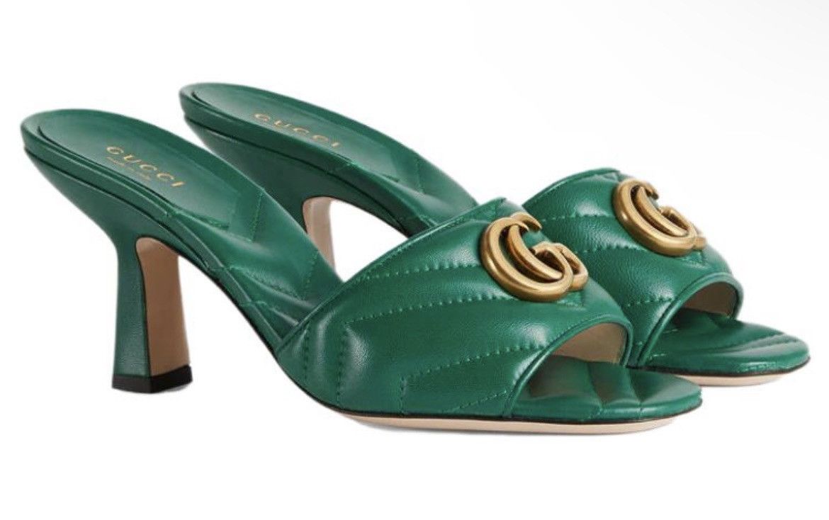 Gucci Gucci Double G Marmont Slide Sandal Mules Emerald size 39.5 Size US 9.5 / IT 39.5 - 1 Thumbnail
