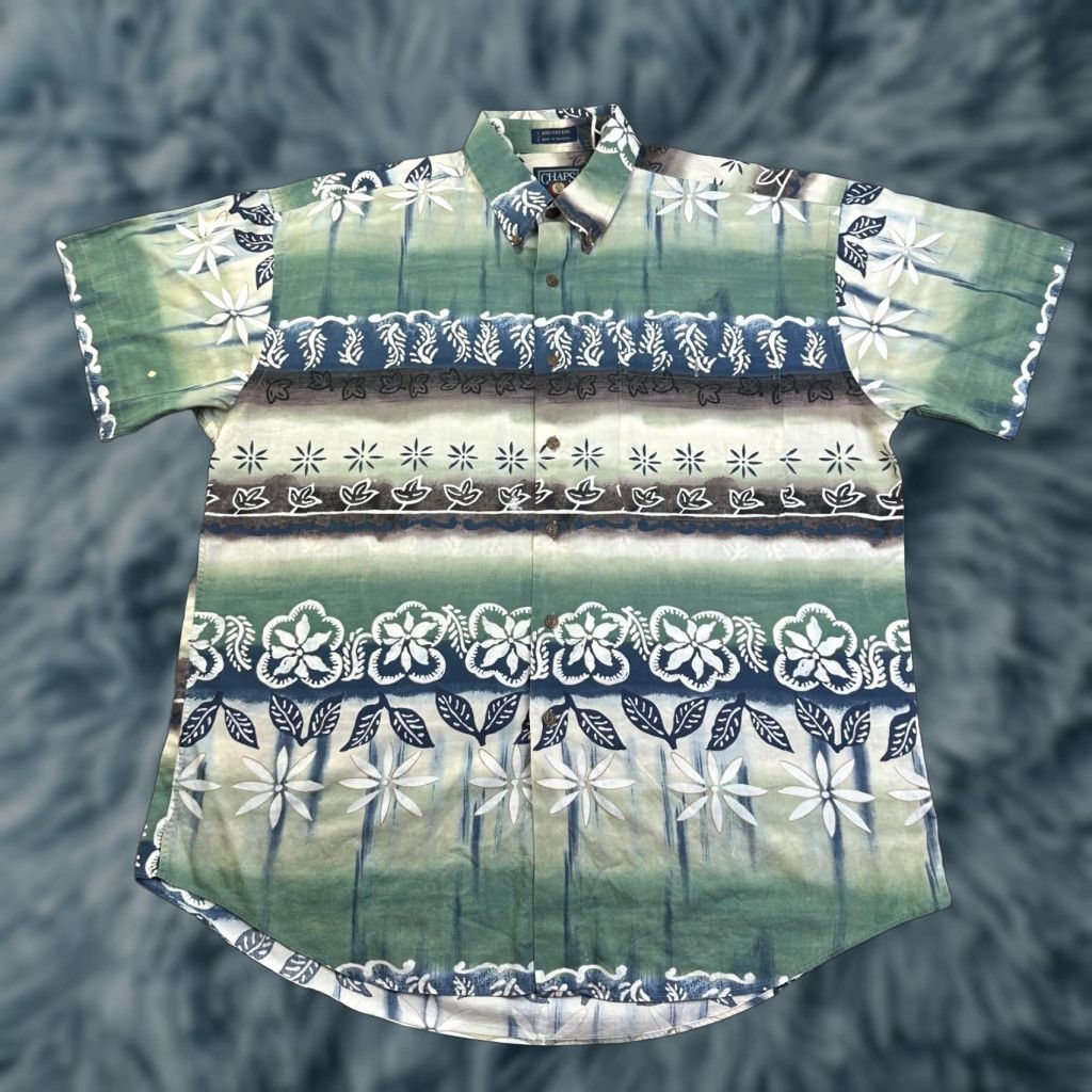 Ralph Lauren VINTAGE Ralph Lauren Chaps Shirt Mens Large Green Hawaiian Floral Button-Up Short Sleeve Collared Size US L / EU 52-54 / 3 - 1 Thumbnail
