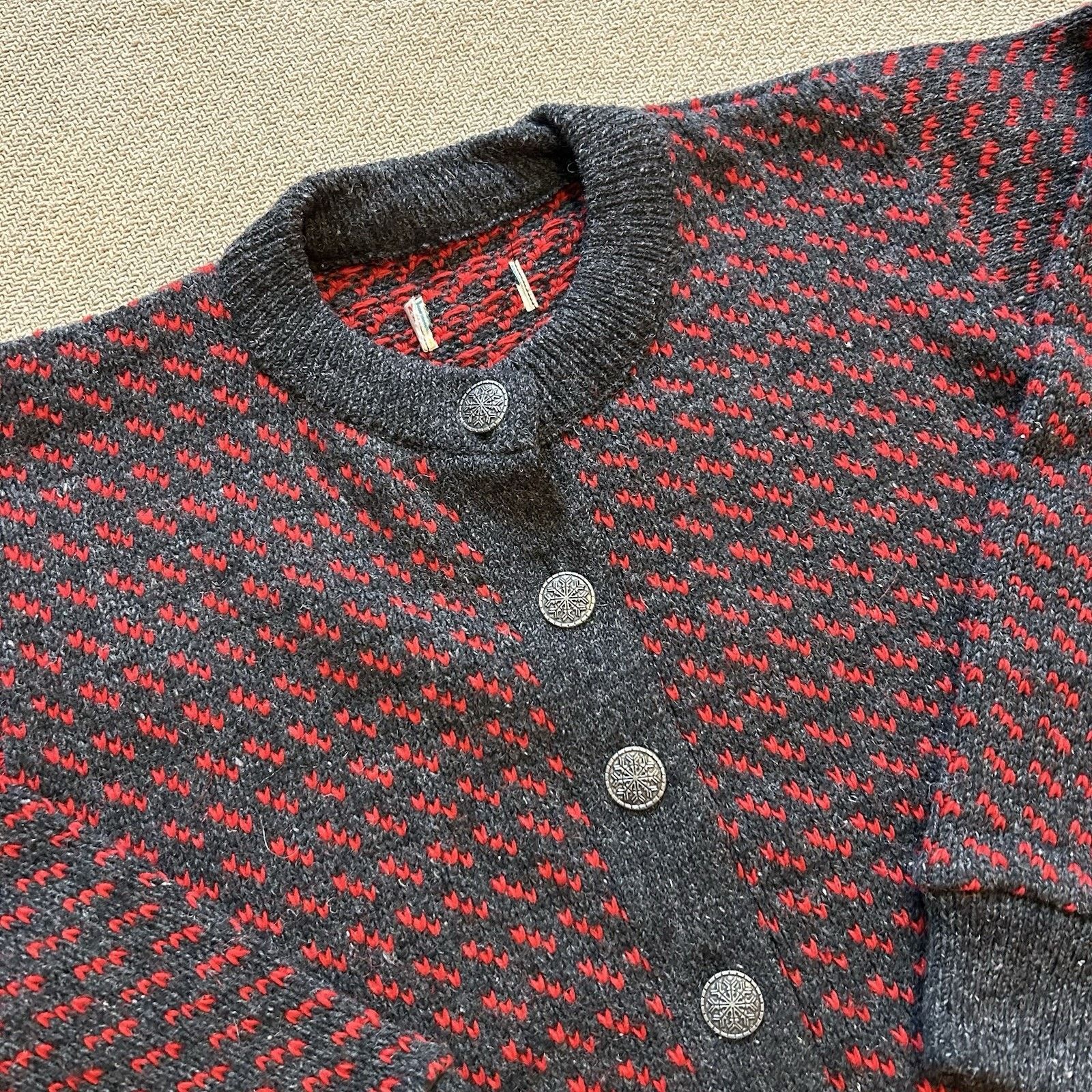 L.L. Bean Vintage 80s Birdseye Heavy Wool Knit Cardigan Sweater Medium Size M / US 6-8 / IT 42-44 - 2 Thumbnail