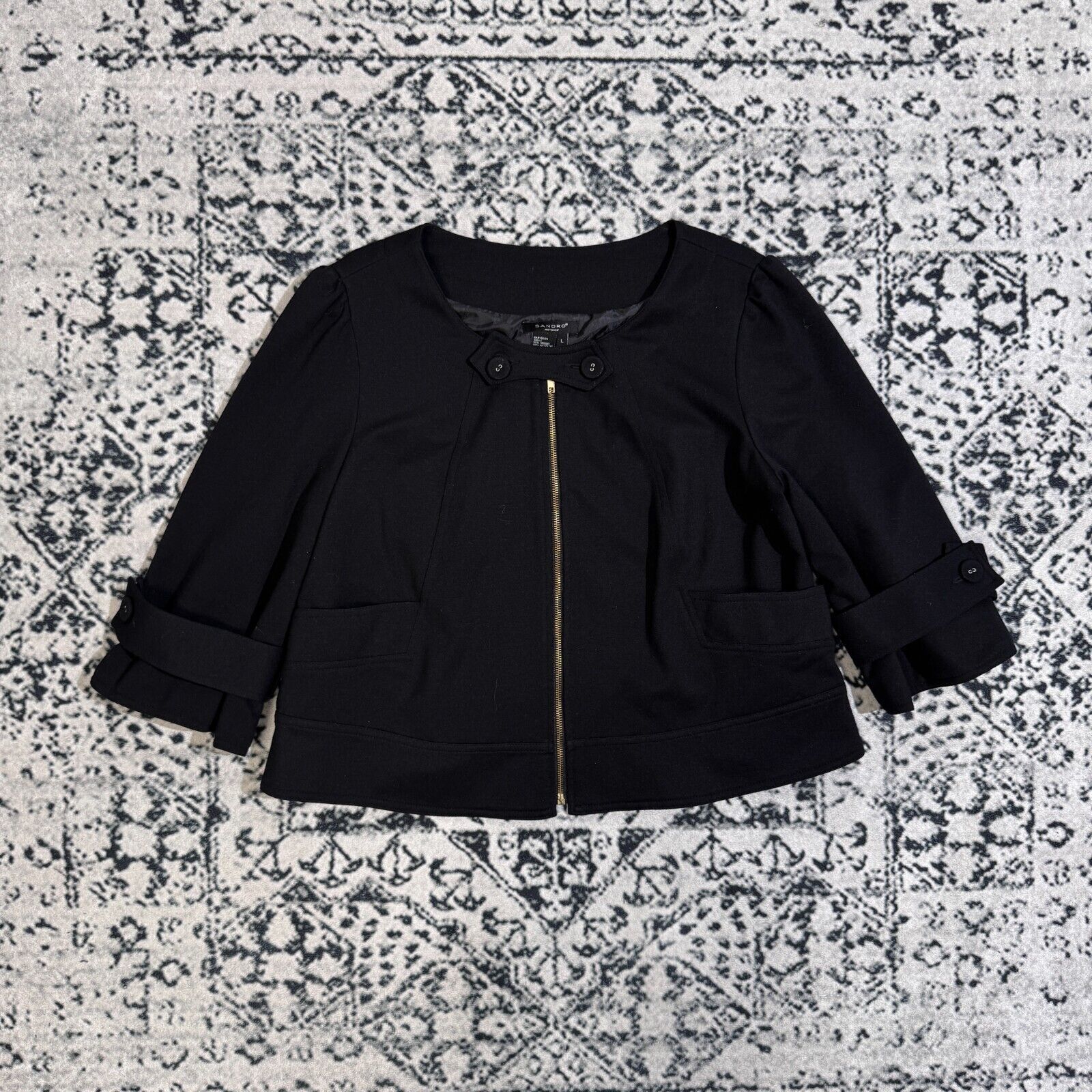 Vintage Vintage 90s Y2k Sandro Women's Black Viscose Blazer Size L Size US L / EU 52-54 / 3 - 1 Thumbnail