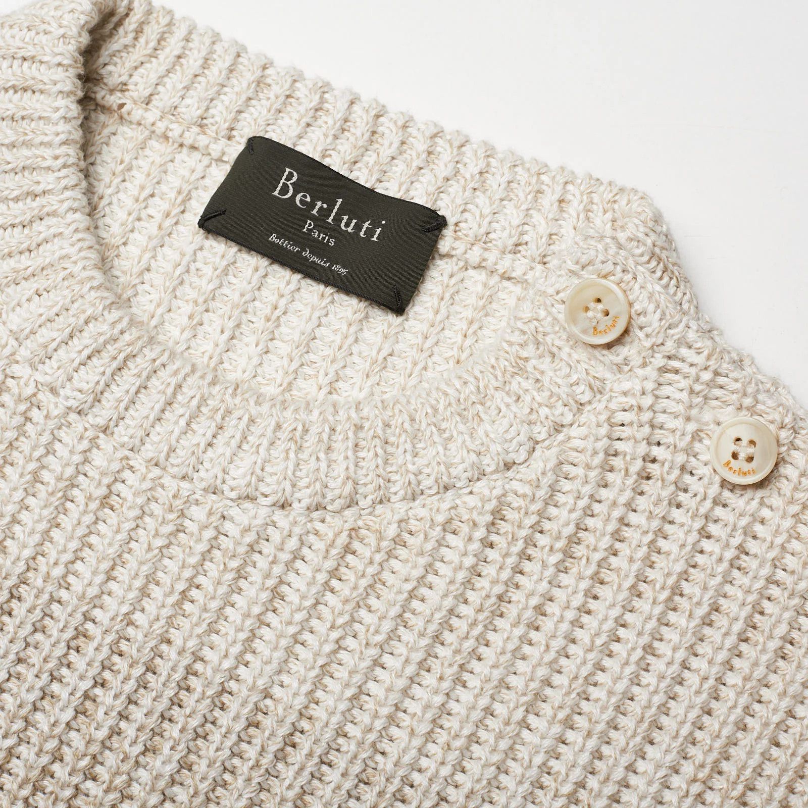 Berluti BERLUTI Paris Beige Linen-Cotton Knit Crewneck Sweater Size US M / EU 48-50 / 2 - 2 Thumbnail