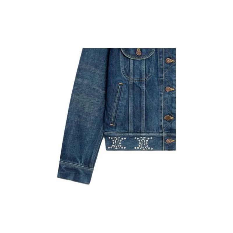 Celine o1w1db10125 2Q700107P Trucker Denim Jacket in Blue Size XS / US 0-2 / IT 36-38 - 4 Thumbnail