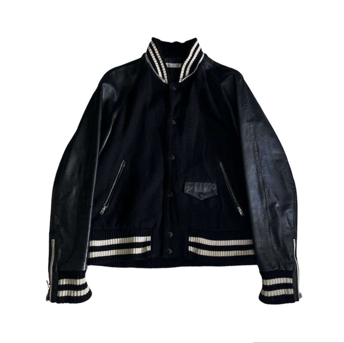 image of Number N Ine Size 3 Aw00 "the Redisun" Stadium Jacket Varsity in Black, Men's