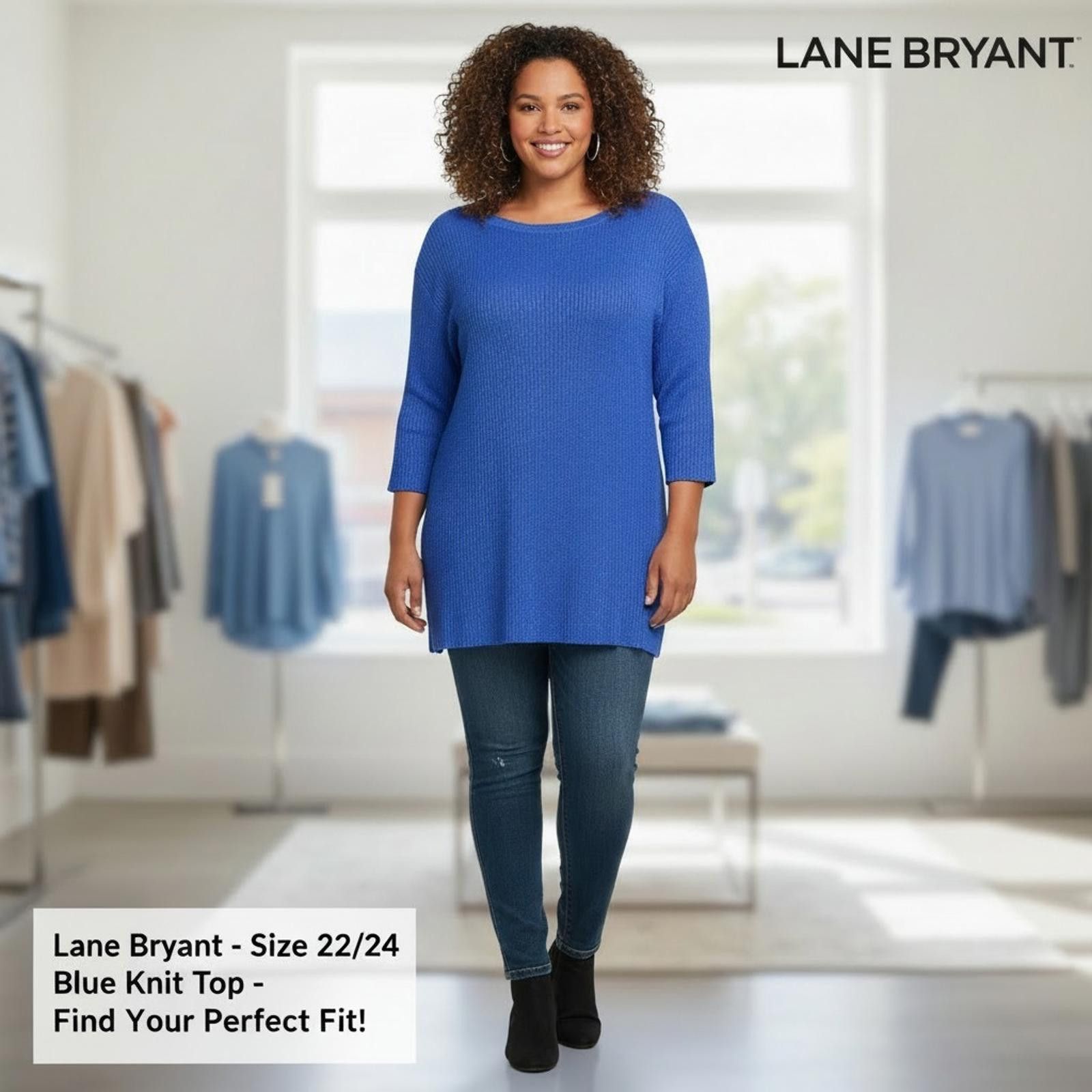 Other Lane Bryant Blue Ribbed Knit Top Size 22/24 Size 3XL / US 20-22 - 2 Thumbnail