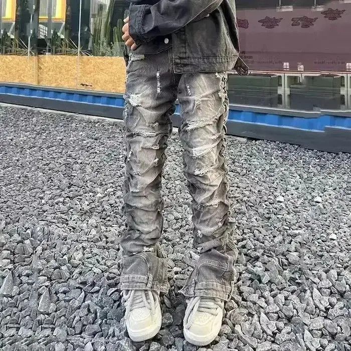 Japanese Brand Black Color Worn Out Pleated Distressed Denim Pant Size US 30 / EU 46 - 1 Thumbnail