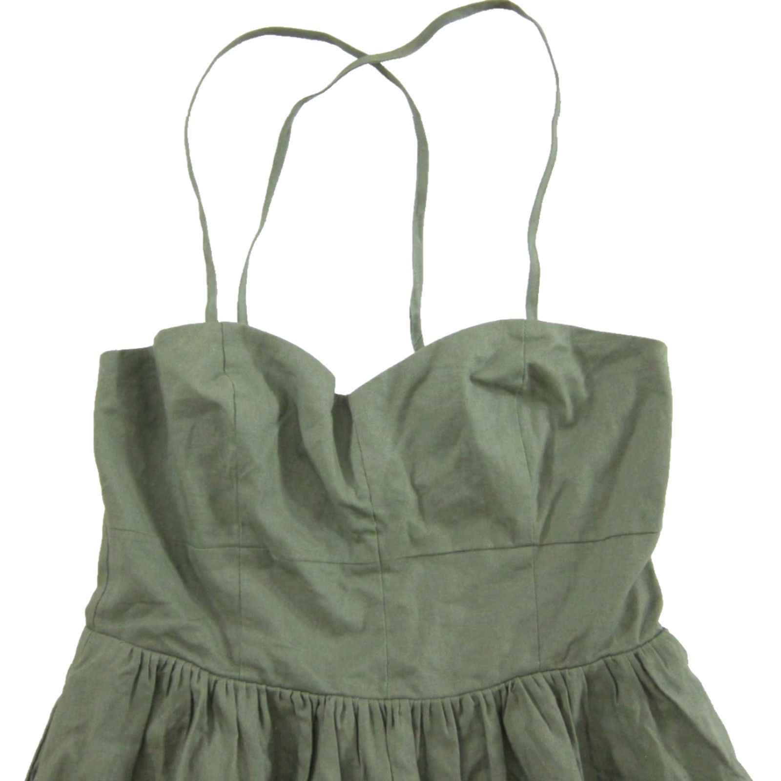 Lulus Lulus Jumpsuit Shortss Linen Cotton Army Green Criss Cross Tie Pocket NWT Large Green Pockets One-Piece Women Regular Sleeveless Wide-Leg Size 36" / US 14 / IT 50 - 3 Thumbnail