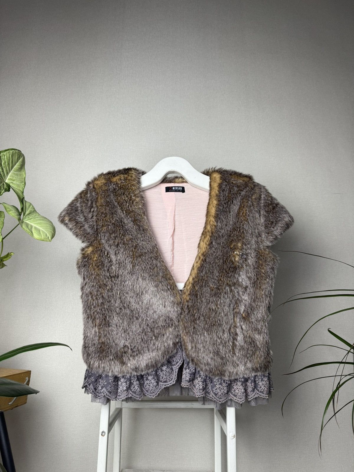 Japanese Brand Morgan Y2K Faux Mink Fur Vest ifsixwasnine goa LGB mohair Size S / US 4 / IT 40 - 1 Thumbnail