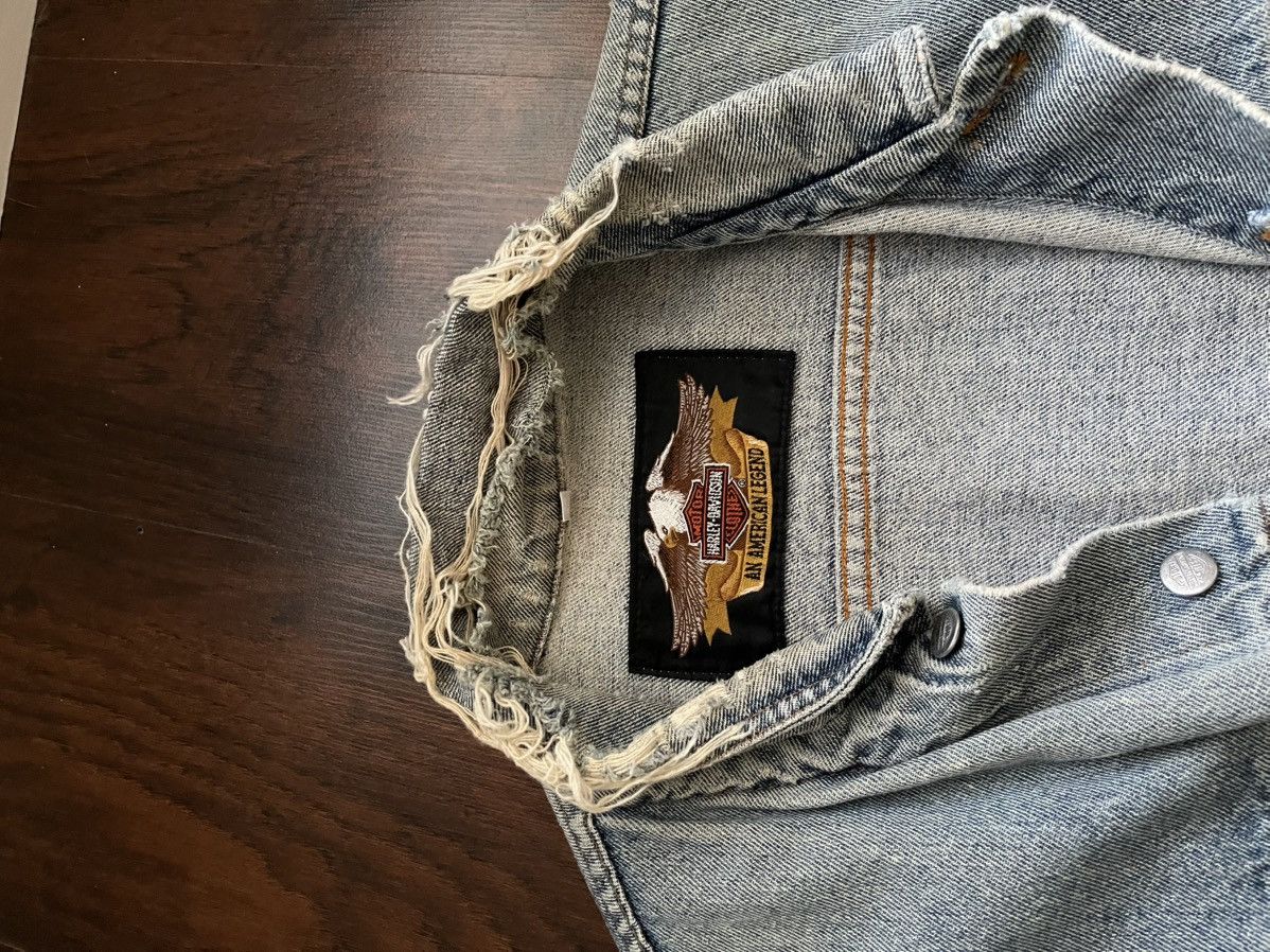 Harley Davidson Harley Davidson Denim Jacket (Distressed/Back Grapic) Size US XL / EU 56 / 4 - 5 Thumbnail