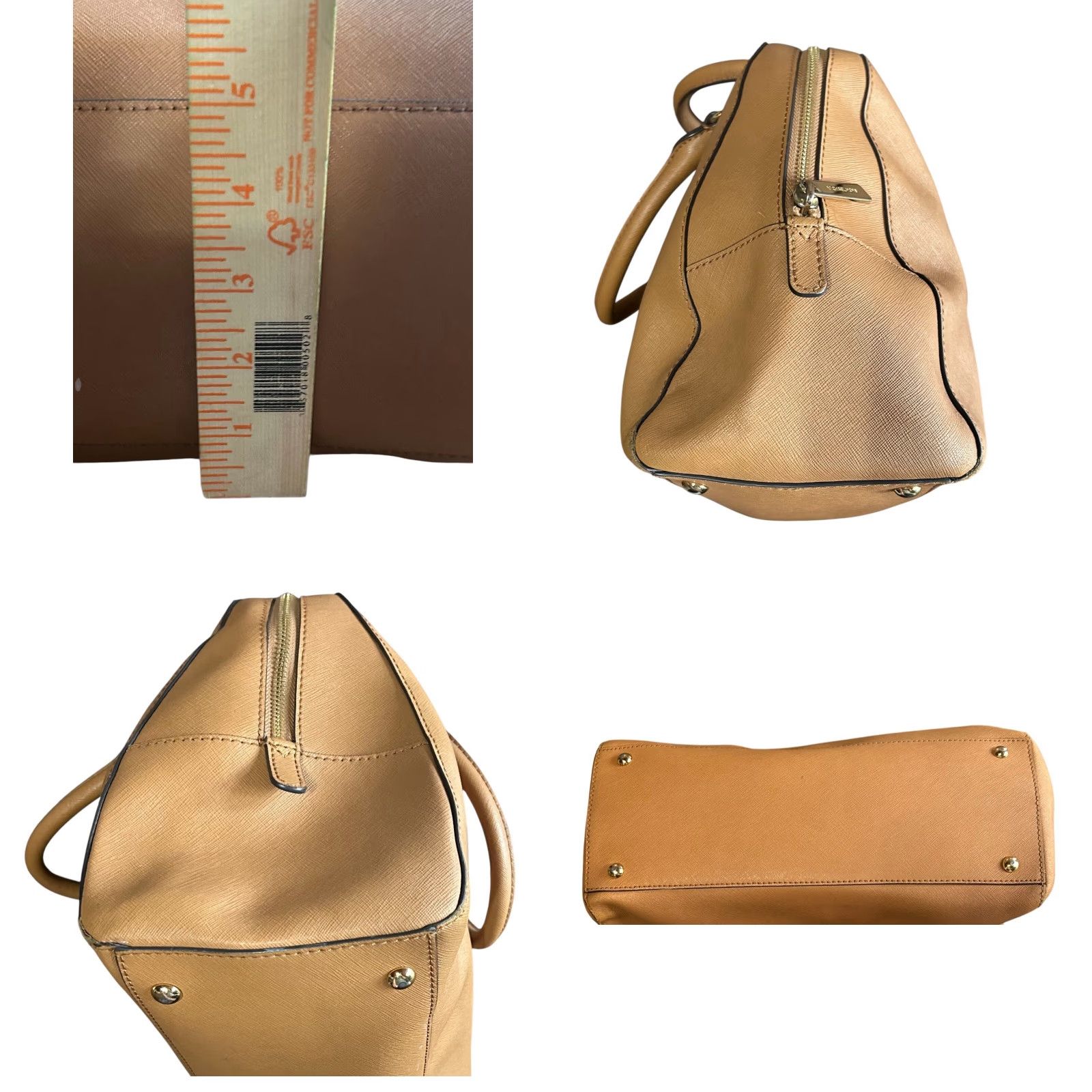 Michael Kors Michael Kors Leather Satchel Bag Brown Saffiano Top Handle Dome Handbag Ladies Medium Brown Leather Satchel Bag Front Markings Inside Stains Size M / US 6-8 / IT 42-44 - 8 Thumbnail