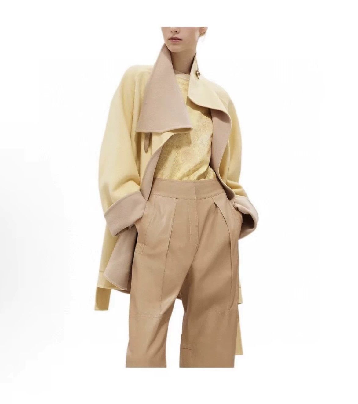 Hermes Hermes 25SS Yellow Colorblock Cashmere Coat FR36 Size XS / US 0-2 / IT 36-38 - 9 Thumbnail