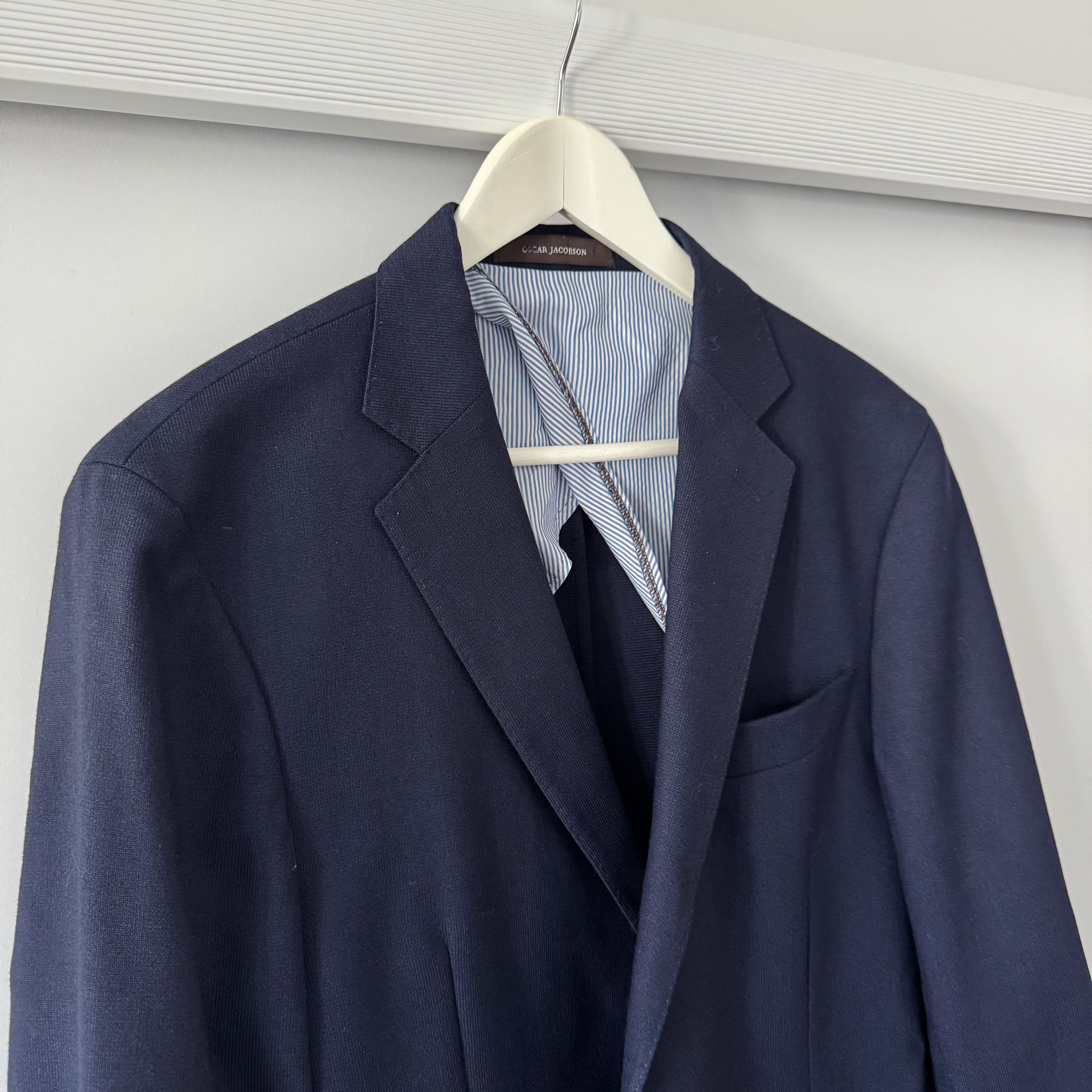 Oscar Jacobson Men's Oscar Jacobson Einar Navy Blue Wool Blazer Size 54 Size 54R - 6 Thumbnail