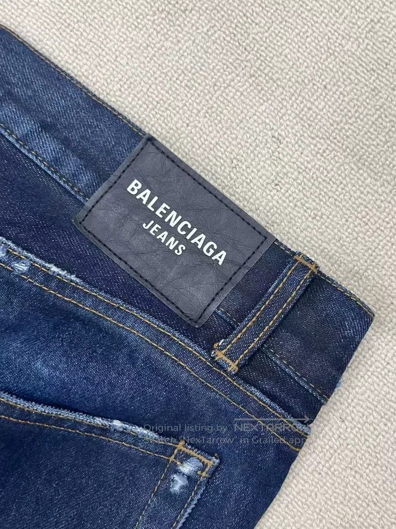Balenciaga Balenciaga Faded Cotton Straight Leg Jeans Women's Blue Size 35" - 3 Thumbnail