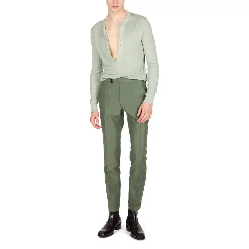 Tom Ford o1loc1c0525 PLFT01 Wool Silk Atticus Pant in Green Size US 36 / EU 52 - 2 Thumbnail