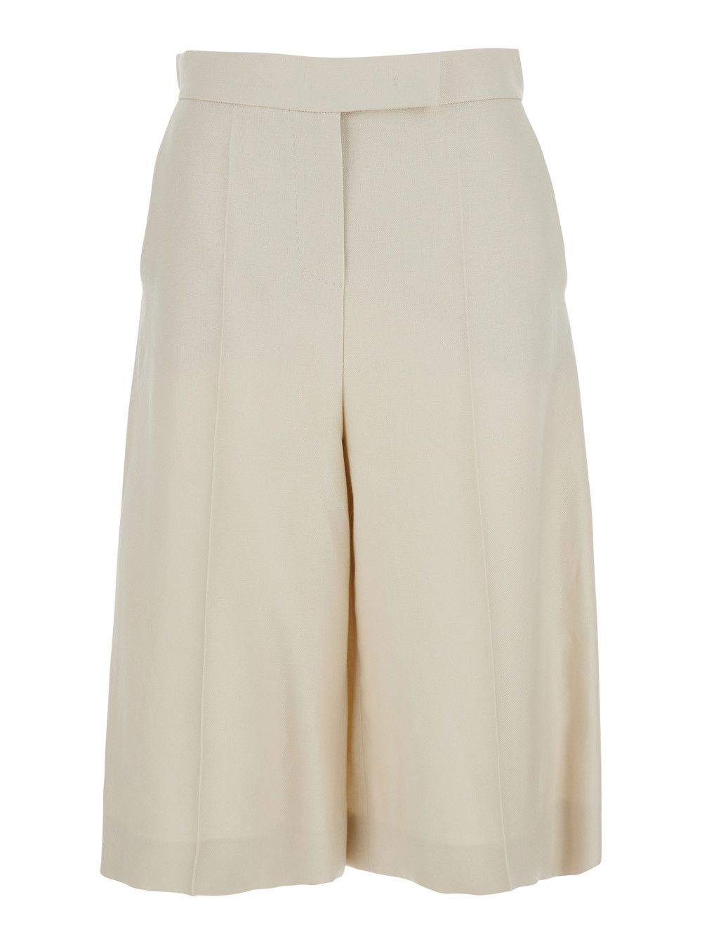 Max Mara Beige Linen Bermuda Shorts with Wide-Leg Woman Size 30" / US 8 / IT 44 - 1 Thumbnail