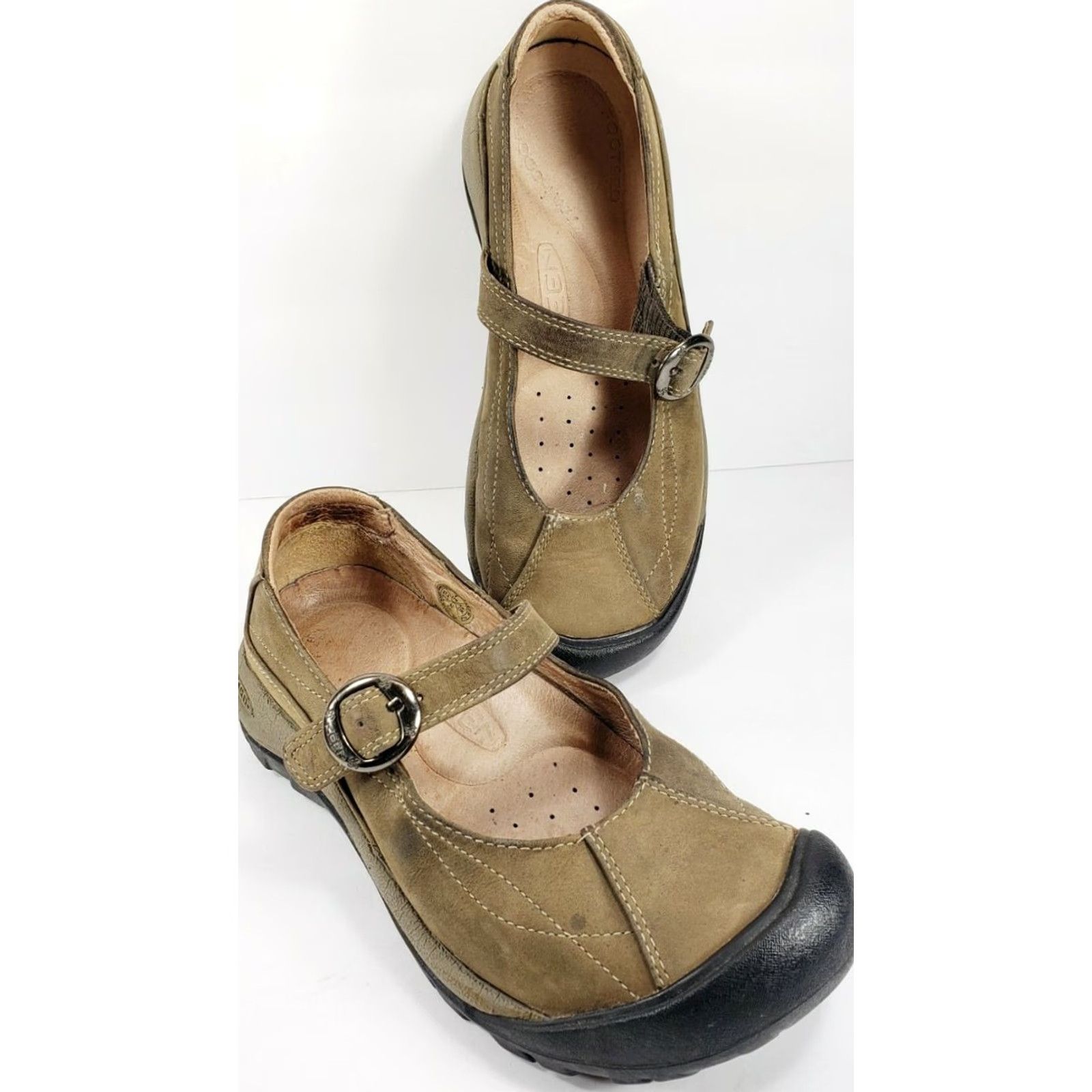 KEEN KEEN Presidio Mary Jane Olive Color Leather Flats Buckle Strap Women's 7 Size US 7 / IT 37 - 2 Thumbnail