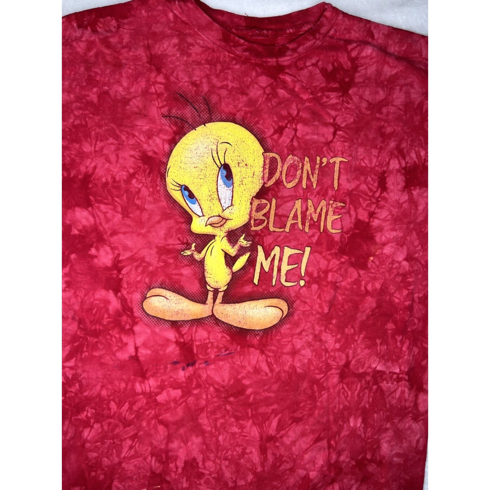 Vintage VINTAGE Tweety Bird Tie Dye T-Shirt “Don’t Blame Me” Size M Red Unisex Adults Short Sleeve Cartoon 90s Bird Boys Girls Mens Womens Size US M / EU 48-50 / 2 - 2 Thumbnail