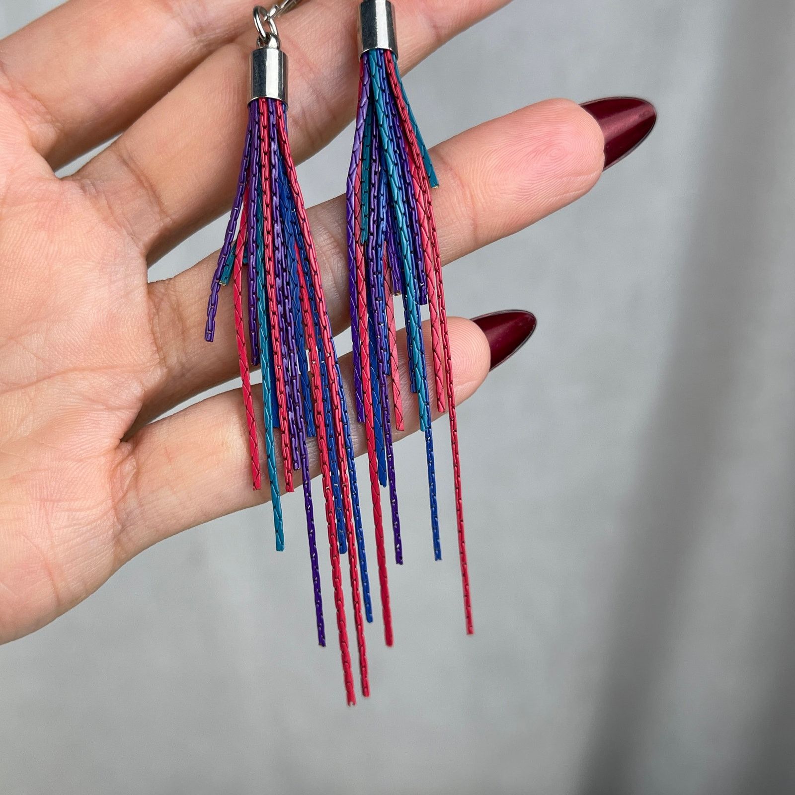 Other Colorful Chain Link Fringe Earrings Purple Teal Pink Blue Size ONE SIZE - 11 Thumbnail