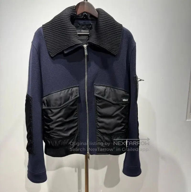 Versace Versace XL Navy Blue Men’s Outerwear Jacket . Size US XL / EU 56 / 4 - 1 Thumbnail