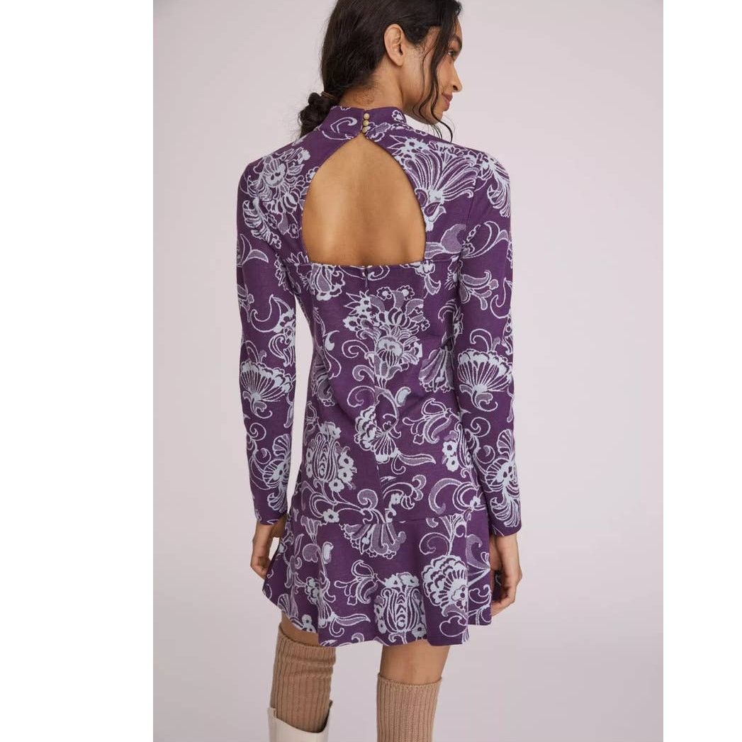 Anthropologie New Anthropologie Mock Neck Mini Dress $140 SMALL Purple Size S / US 4 / IT 40 - 3 Thumbnail