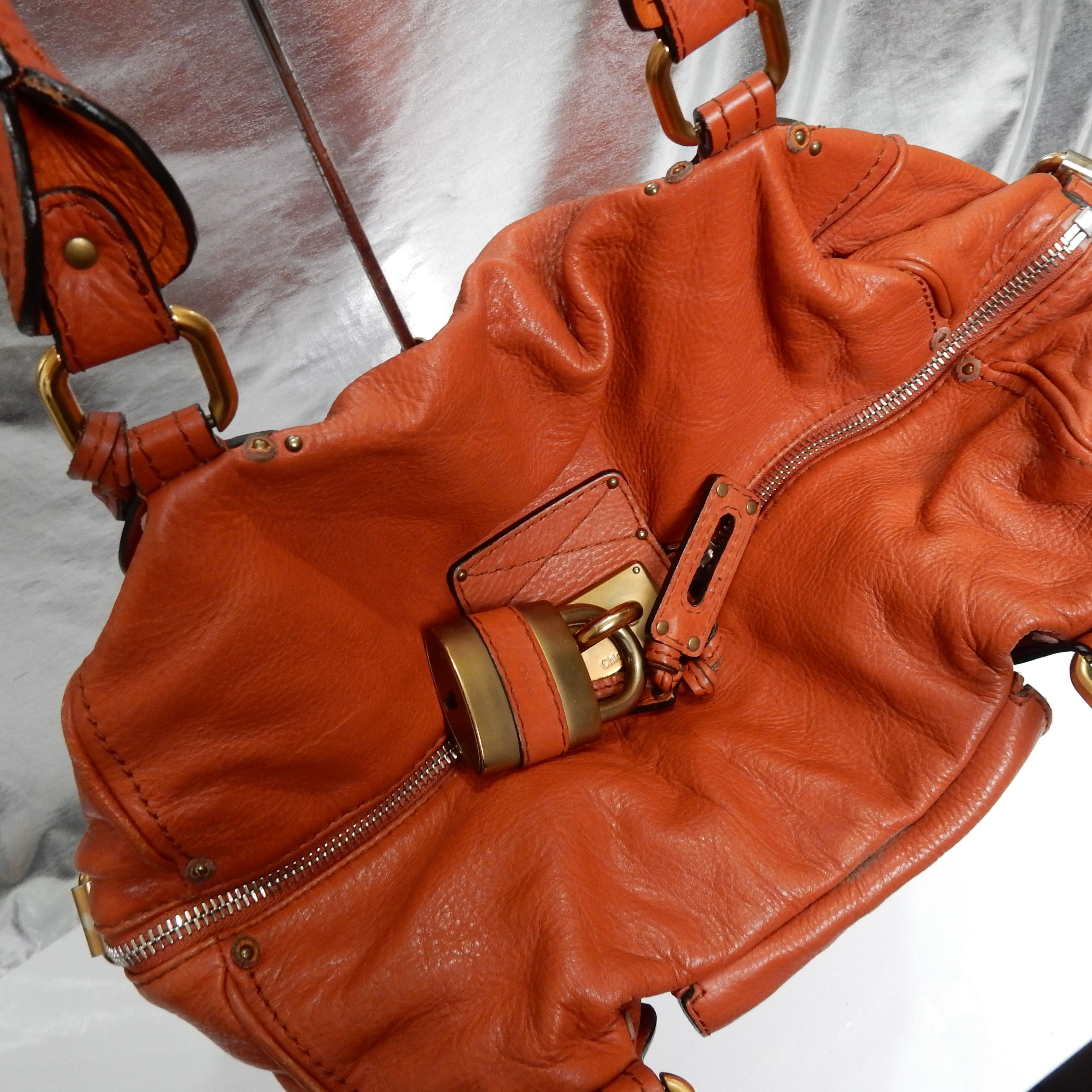 Chloe Vintage Orange Leather Paddington Bag