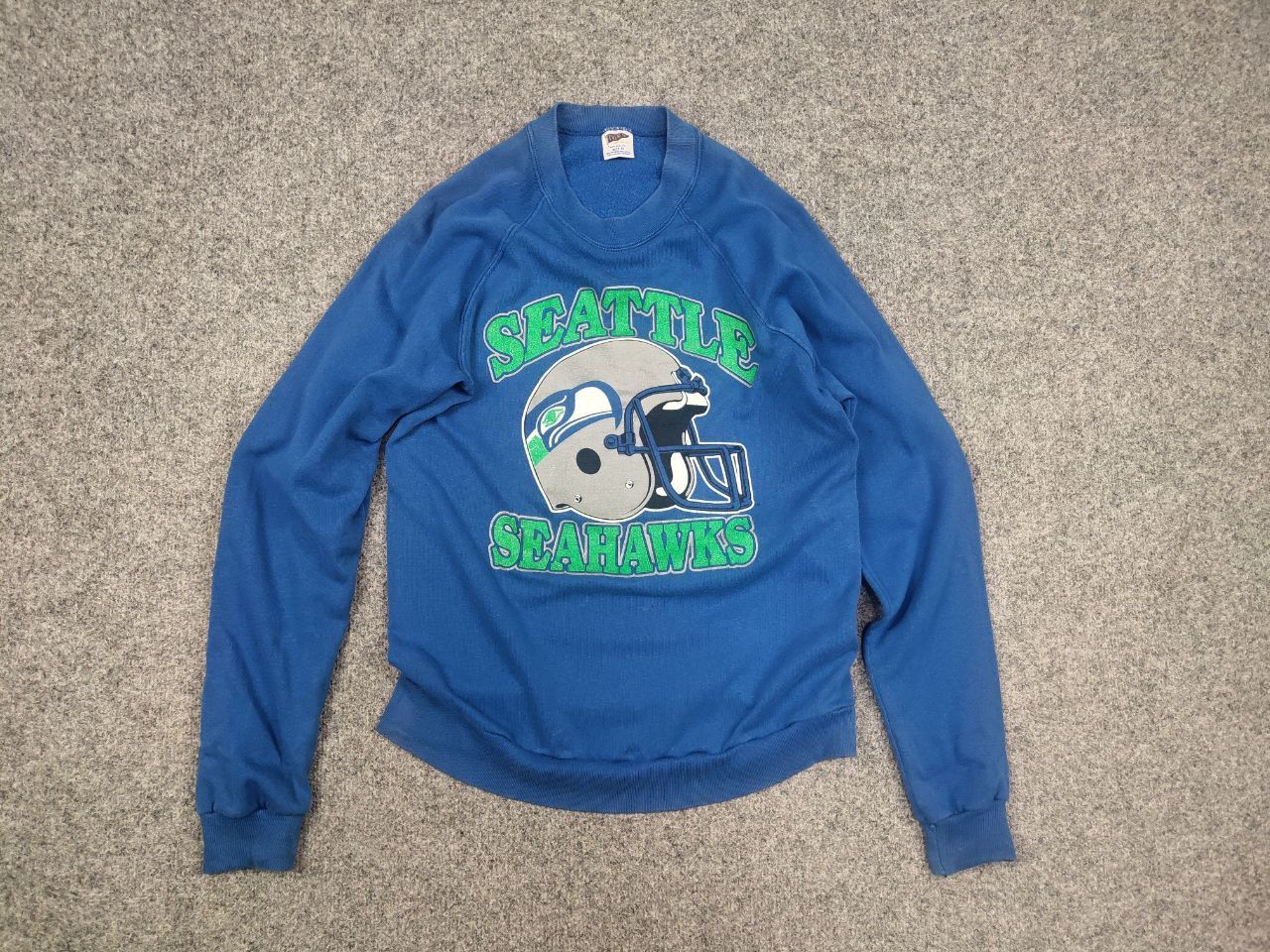 Vintage Vintage 80's Seattle Seahawks Logo Blue Crew neck Sweatshirt Size US M / EU 48-50 / 2 - 8 Thumbnail