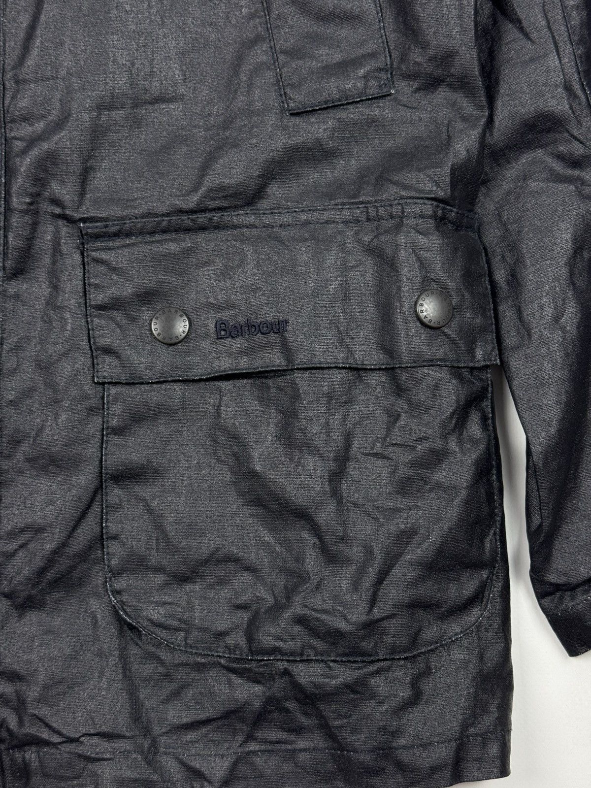 Barbour Barbour Keats Black Linen/Polyurethane Coat Jacket Size US S / EU 44-46 / 1 - 6 Thumbnail