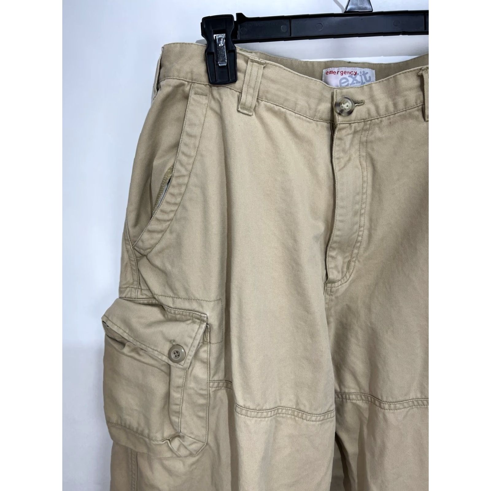 Vintage Emergency Exit Cargo Pants Mens 34 Khaki Canvas Cargo Pocket Baggy Y2K Outdoor 30 Inseam Straight Leg Pants 34x30 Size US 34 / EU 50 - 3 Thumbnail