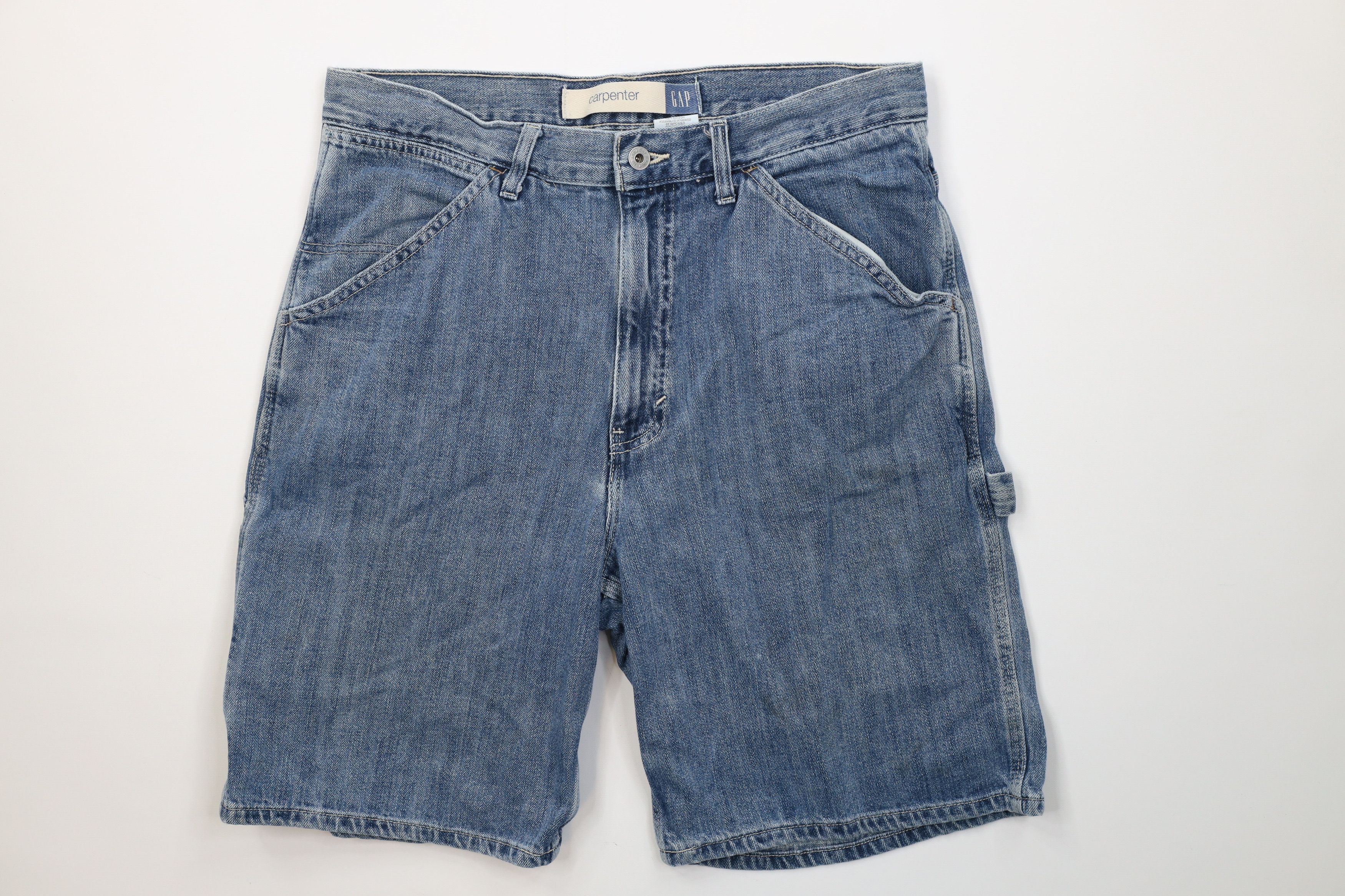 Gap Vintage 90s Gap Carpenter Denim Jean Shorts Blue Cotton Size US 34 / EU 50 - 1 Thumbnail