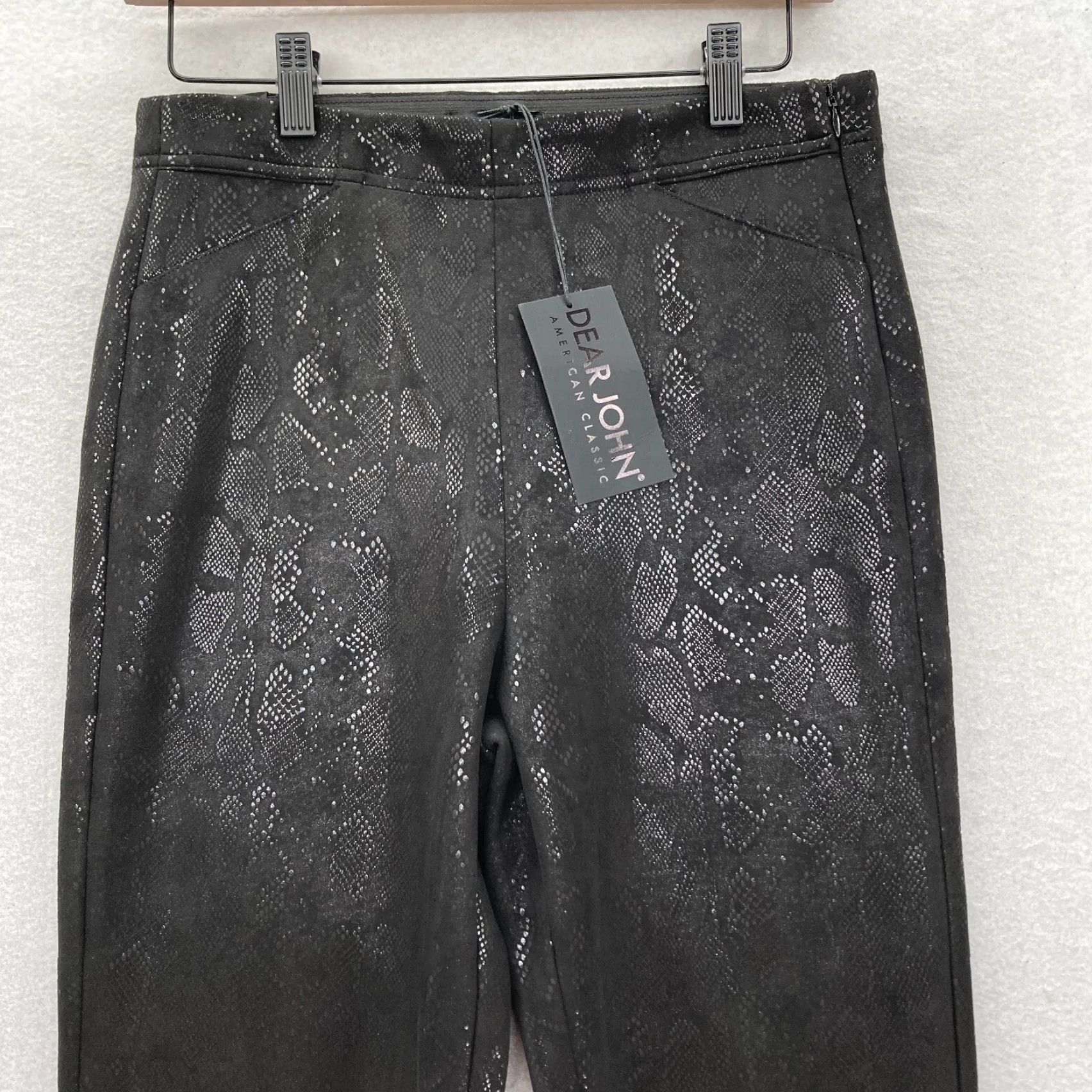 Vintage Dear John Nina Skinny Ankle Pants Women's 29 Black Snakeskin Stretch Side Zip Size 28" / US 6 / IT 42 - 2 Thumbnail