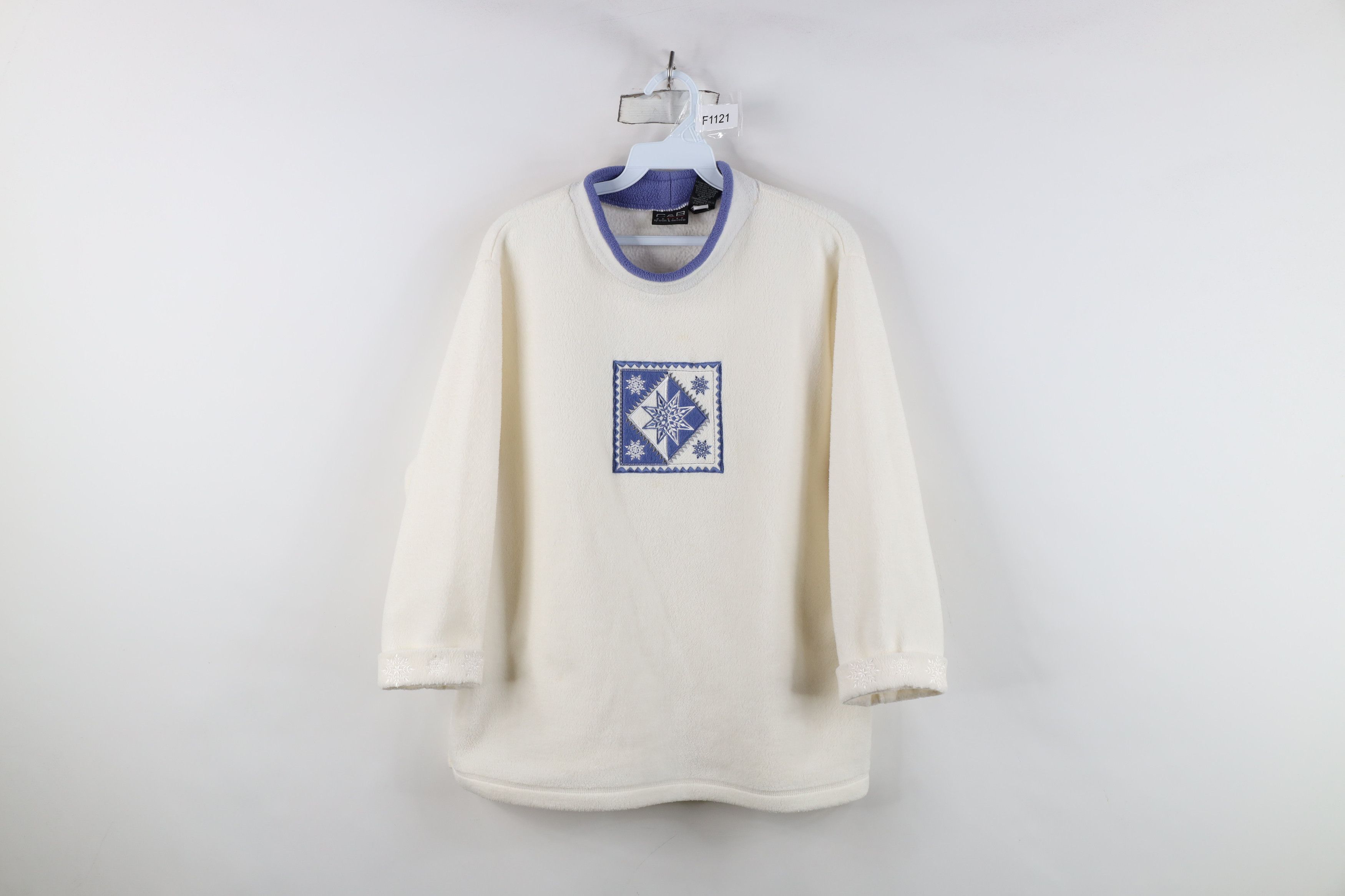 Vintage Vintage 90s Streetwear Christmas Snowflake Fleece Sweater Size L / US 10 / IT 46 - 1 Thumbnail
