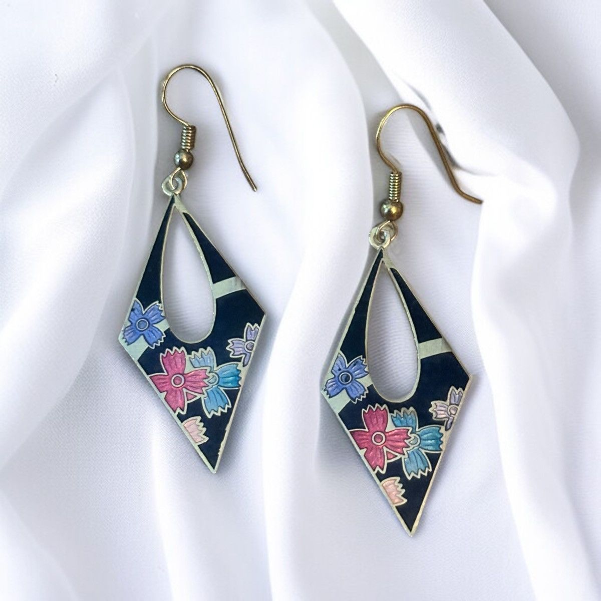 Other Multicolor floral cloisonné dangle earrings Size ONE SIZE - 1 Thumbnail