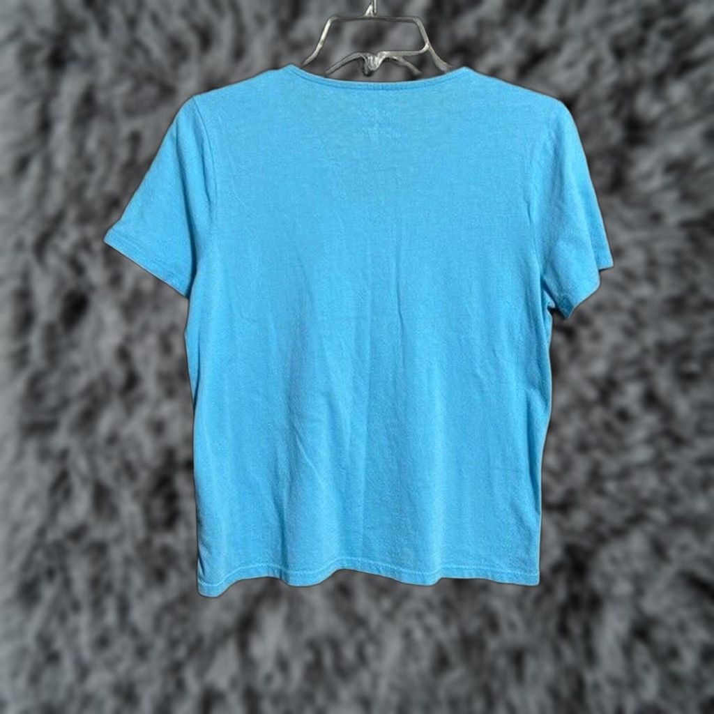 Talbots Talbots Petites Blouse MP Cotton Modal Ruffles V-Neck Short Sleeve Blue Casual Office Travel Womens Size M / US 6-8 / IT 42-44 - 1 Thumbnail