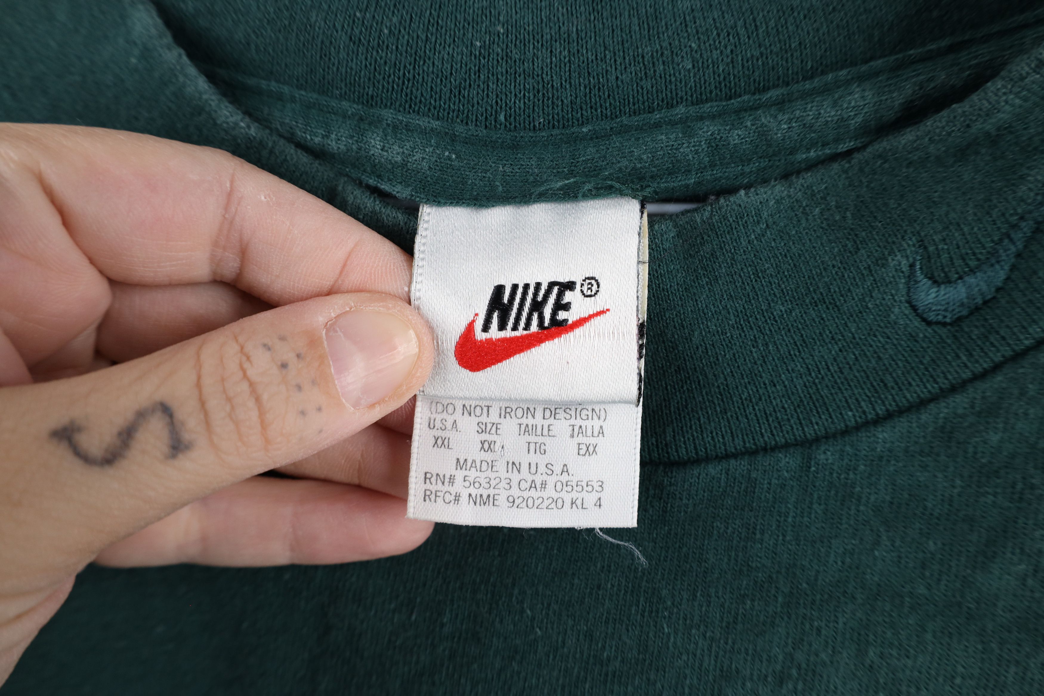 Nike × Vintage Vintage 90s Nike Swoosh Heavyweight Mock Neck T-Shirt USA Size US XXL / EU 58 / 5 - 5 Thumbnail