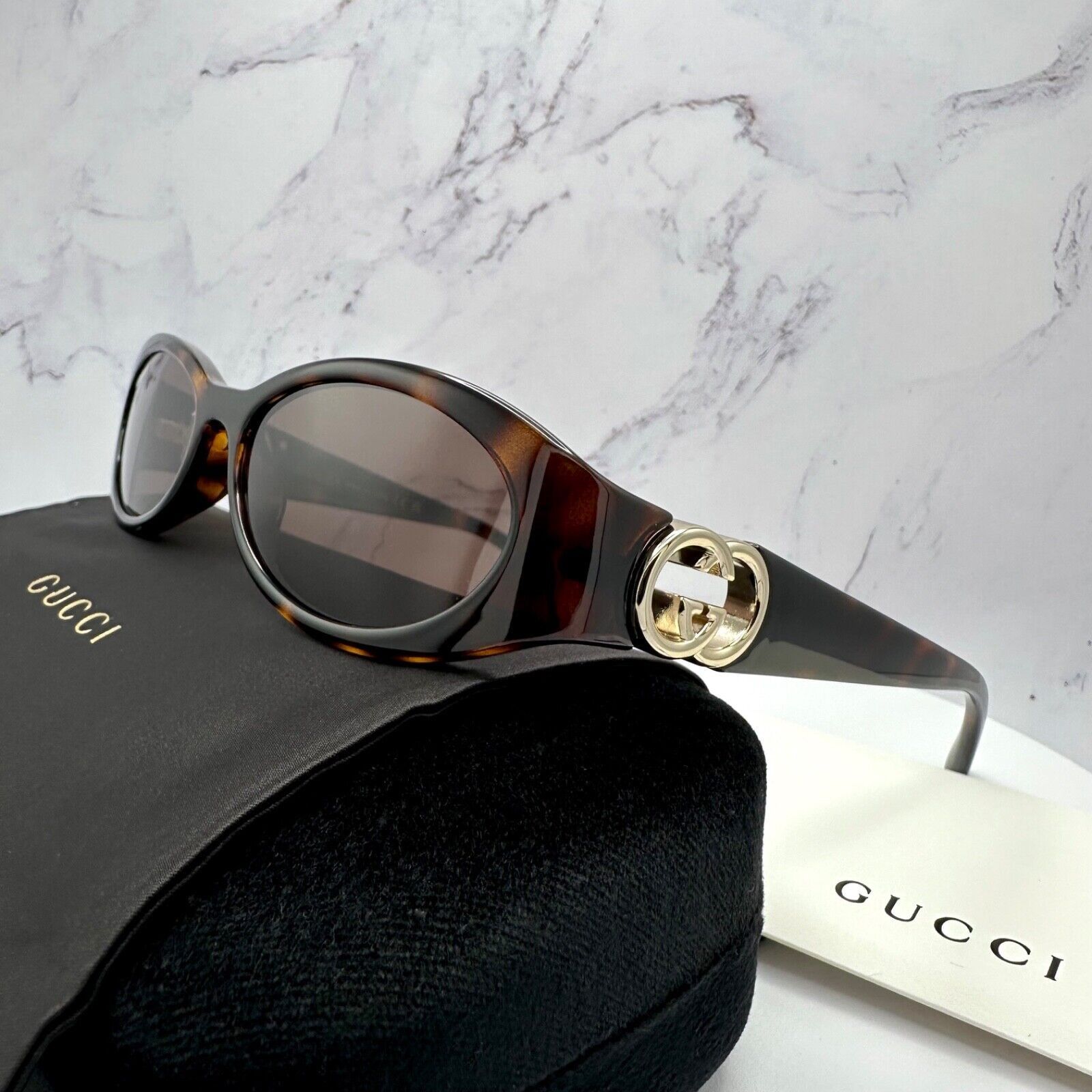 Gucci New Gucci Sunglasses Brown Tortoise Hailey Bieber Collab Size ONE SIZE - 17 Thumbnail