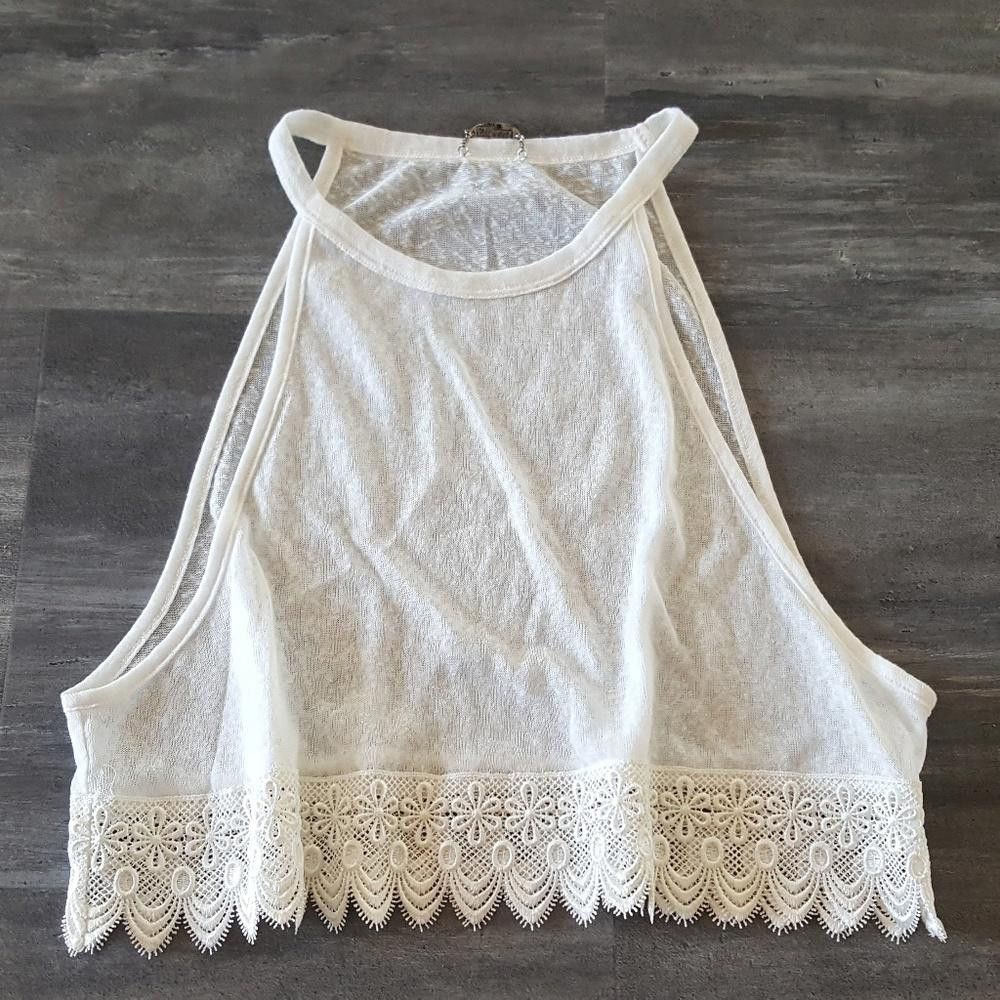 Designer White Trim Detailed High Neck Crop Size M / US 6-8 / IT 42-44 - 1 Thumbnail