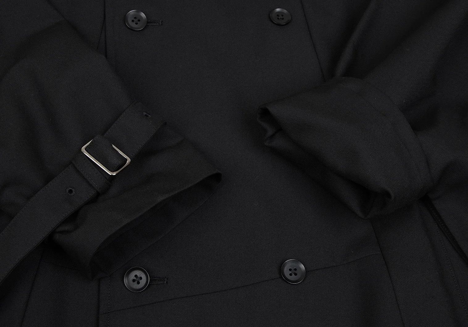 Yohji Yamamoto Wool-Poly Gabardine Trench Cape Coat in Black Size 3 Size US L / EU 52-54 / 3 - 9 Thumbnail