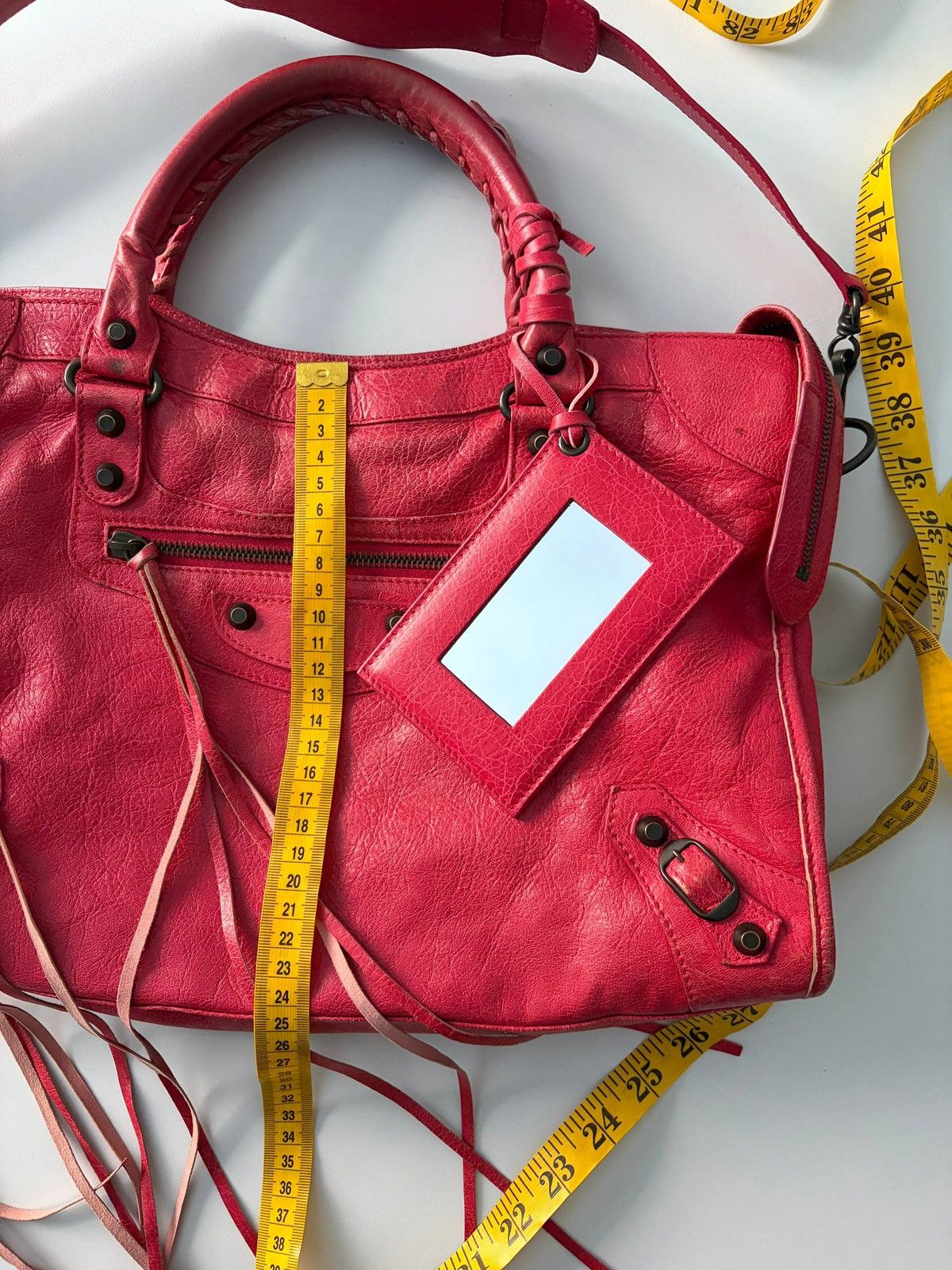 Balenciaga 2012 BALENCIAGA Rose Jaipur Lambskin Leather Motorcycle City Size ONE SIZE - 16 Thumbnail