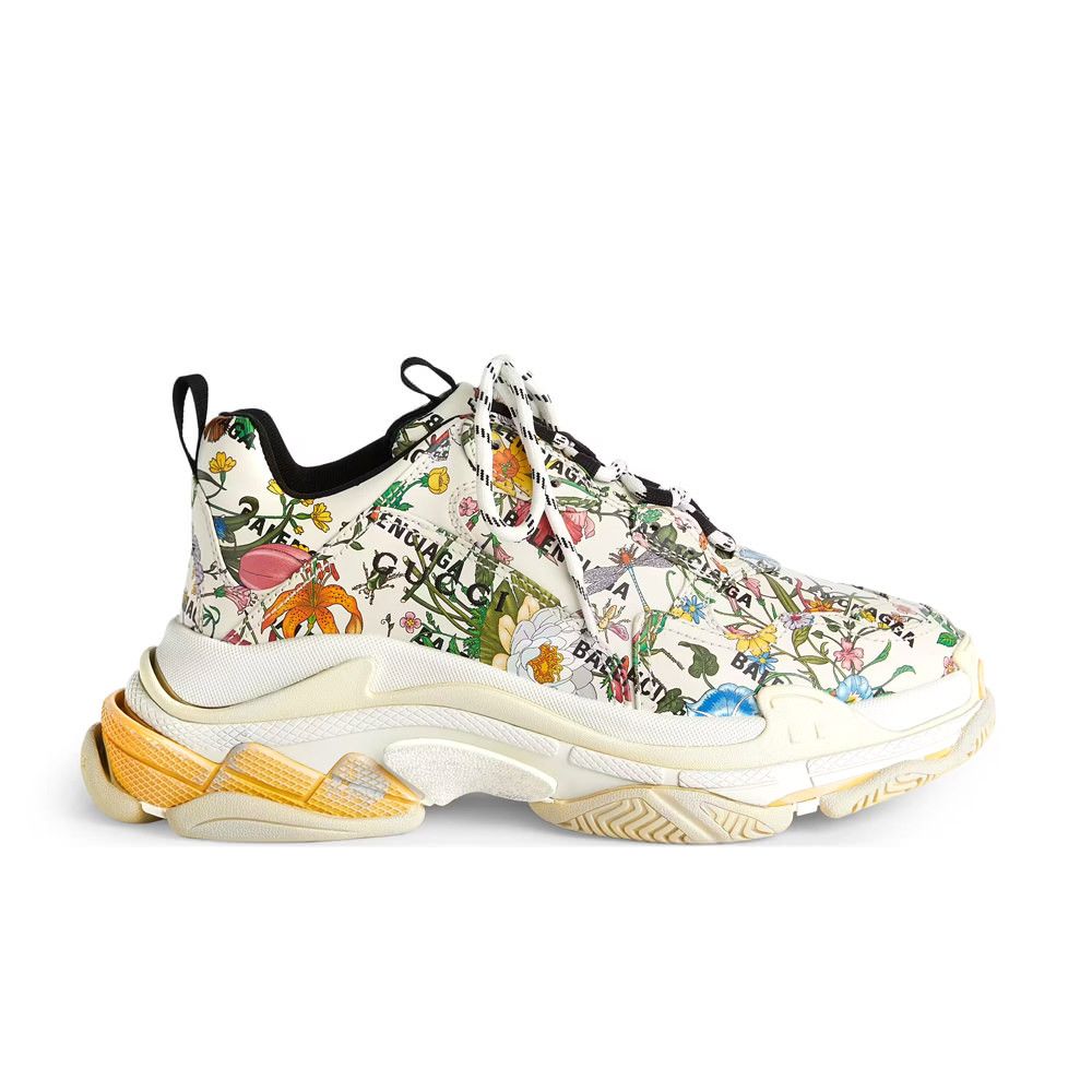 Balenciaga × Gucci Gucci x Balenciaga The Hacker Project Triple S Flora Print Size US 5.5 / EU 38 - 2 Thumbnail